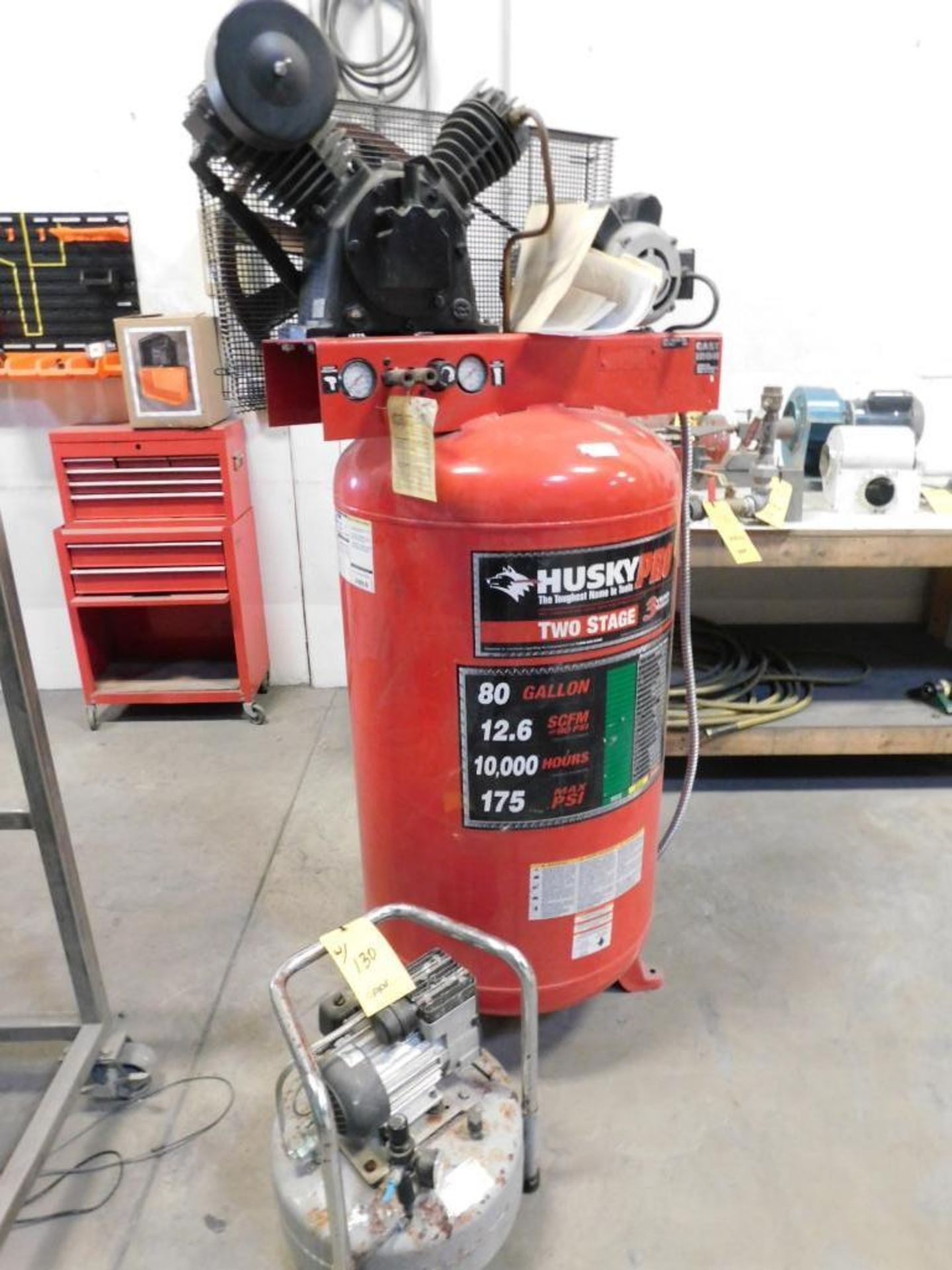 Husky Pro 2-Stage Vertical Air Compressor Model HS781003AJ, S/N L4/8/05-00083, 80 Gallon, 175 PSI - Image 2 of 4