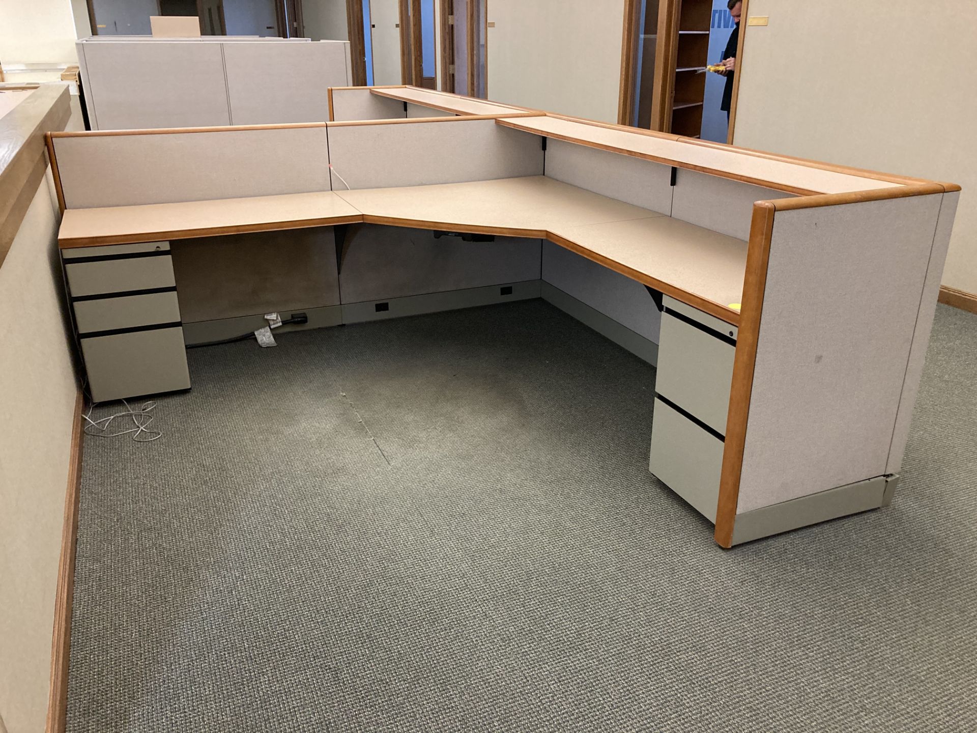 (2) low cubicles with desk