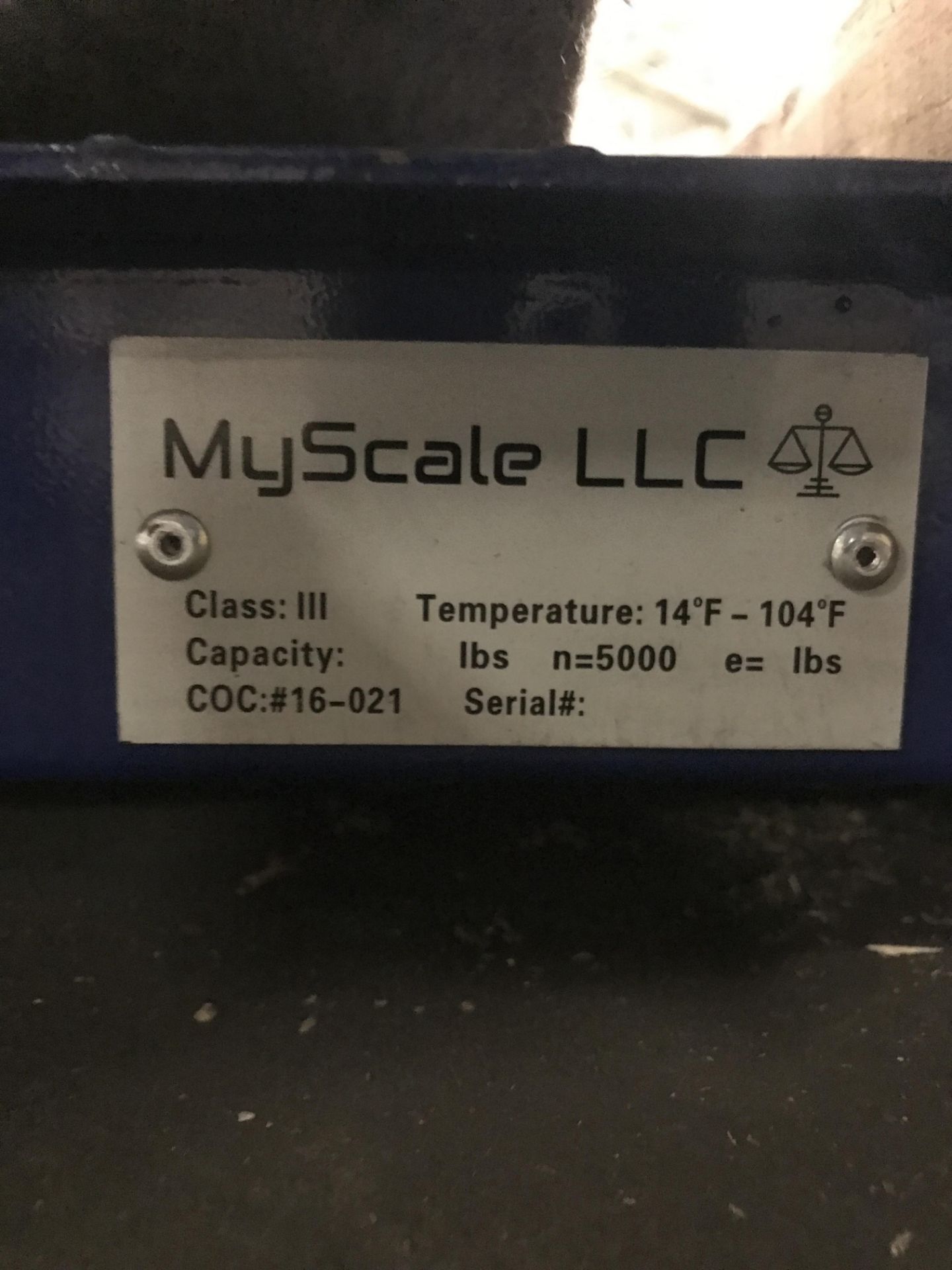 MyScale digital scale, 5,000 lbs capacity, 4'x4'pad, blue - Image 3 of 3
