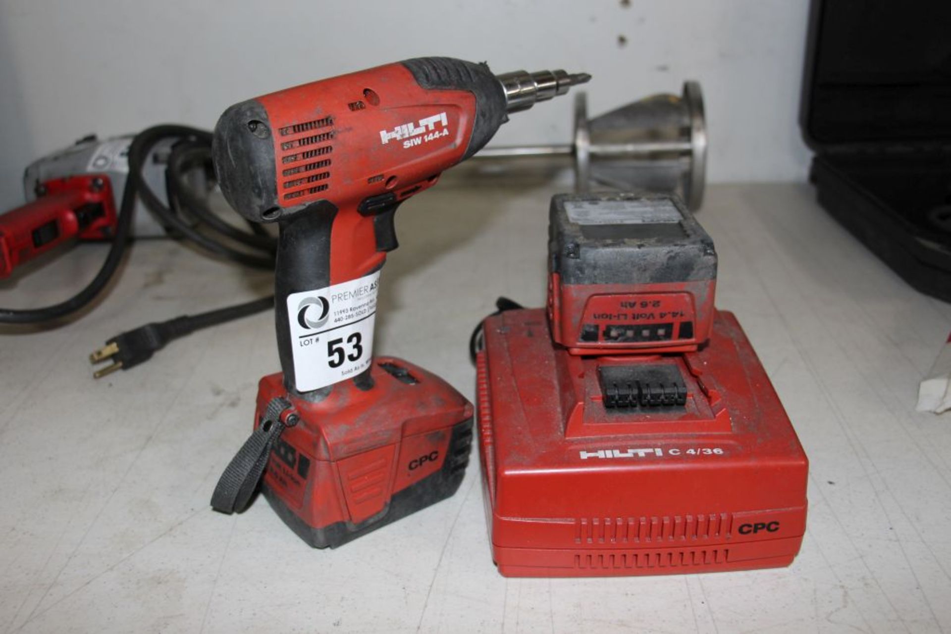 Hilti cordless impact, model S/W 144-A, with charger & 2 batteries