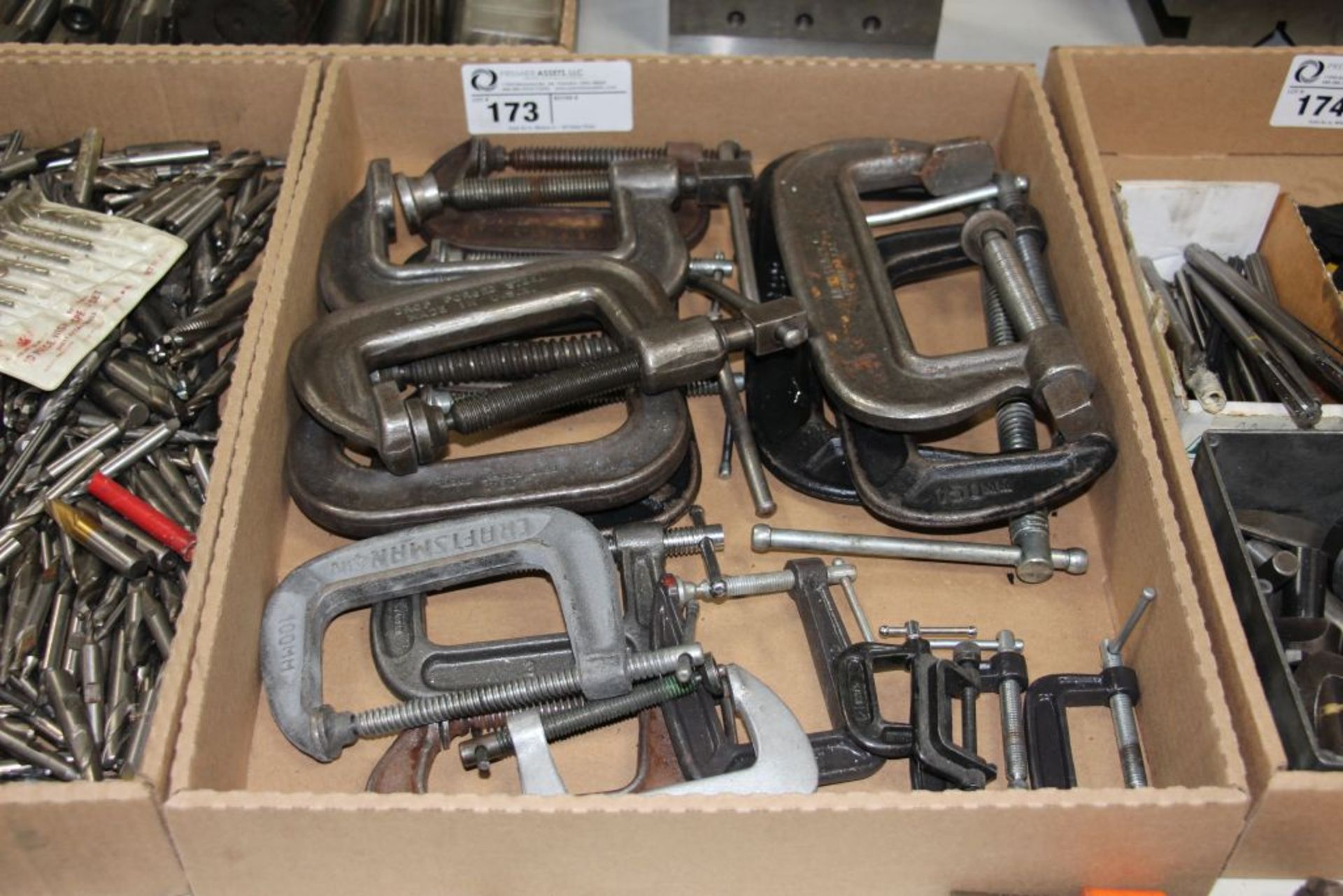 Assortment of C-clamps, various sizes 1-8"