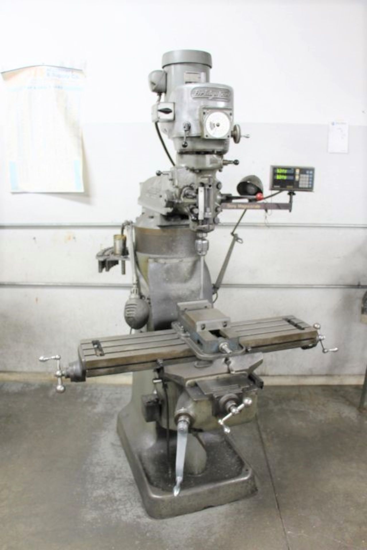 Bridgeport milling machine, 3' bed, Sony Millman digital read out, does not include machine vise