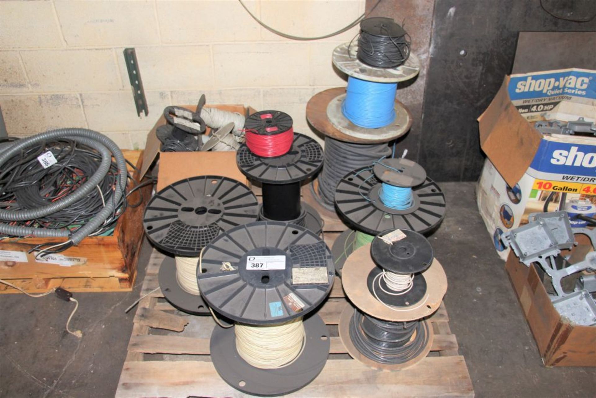 assortment of wire on spools