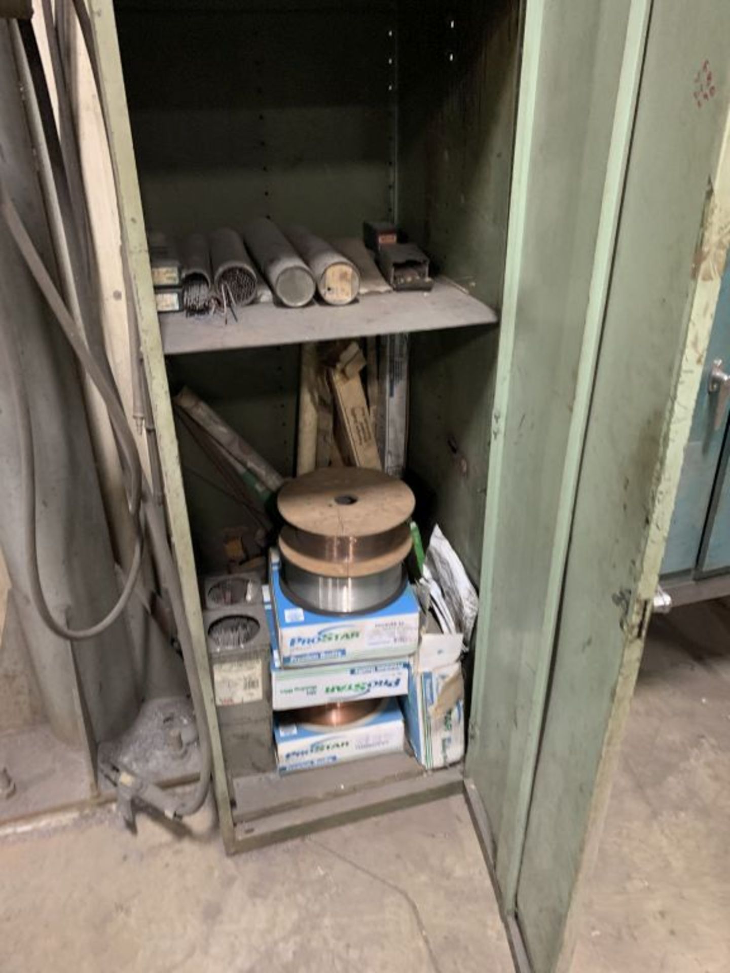 metal cabinet with welding supplies, rods & wire - Image 2 of 2