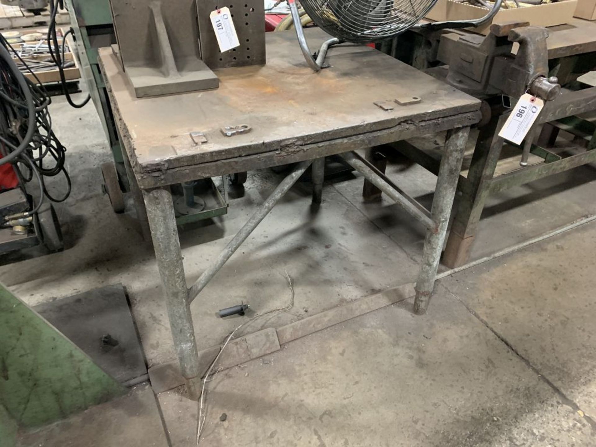 weld table with vise, 36" x 36" x 33"
