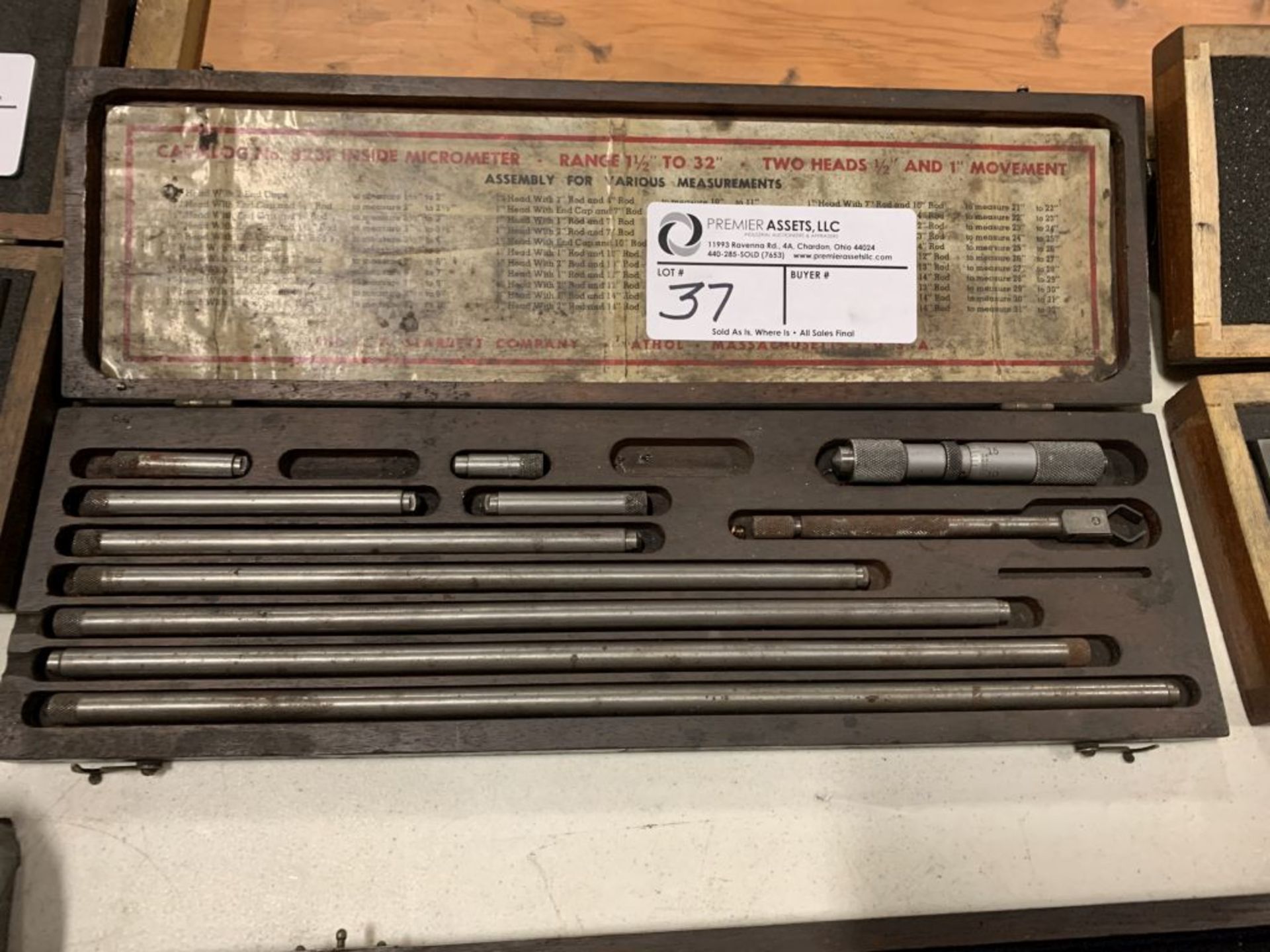 Starrett inside micrometer, 1.5" - 32"