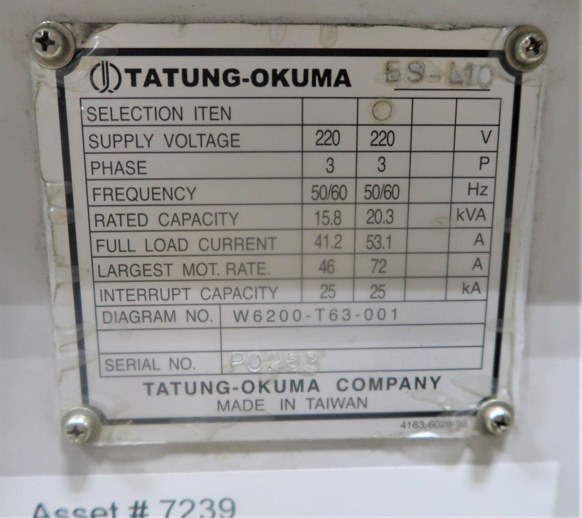 Okuma ES-L10 2-Axis CNC Turning Center lathe, S/N PO253 - Image 4 of 4