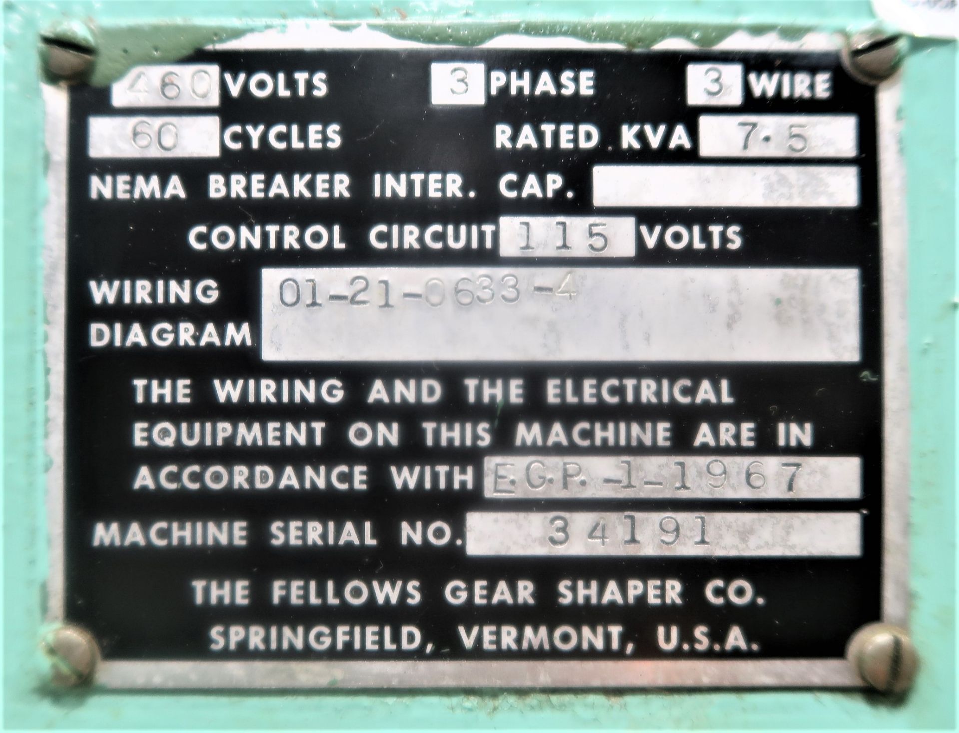 Fellows #4A Versa Gear Shaper, S/N 34191 - Image 8 of 8