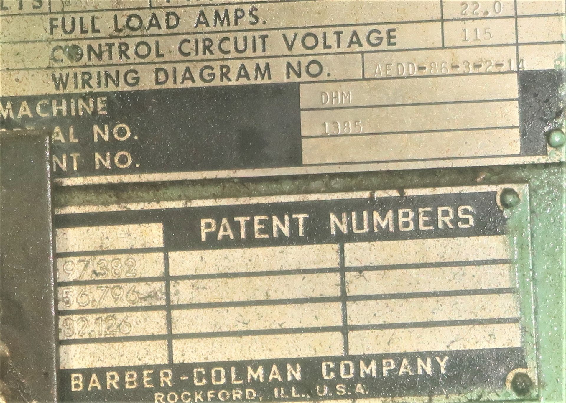 Barber Colman Model 14-15 Gear Hobber, 4-Thread Index Worm, S/N 1385 - Image 5 of 8