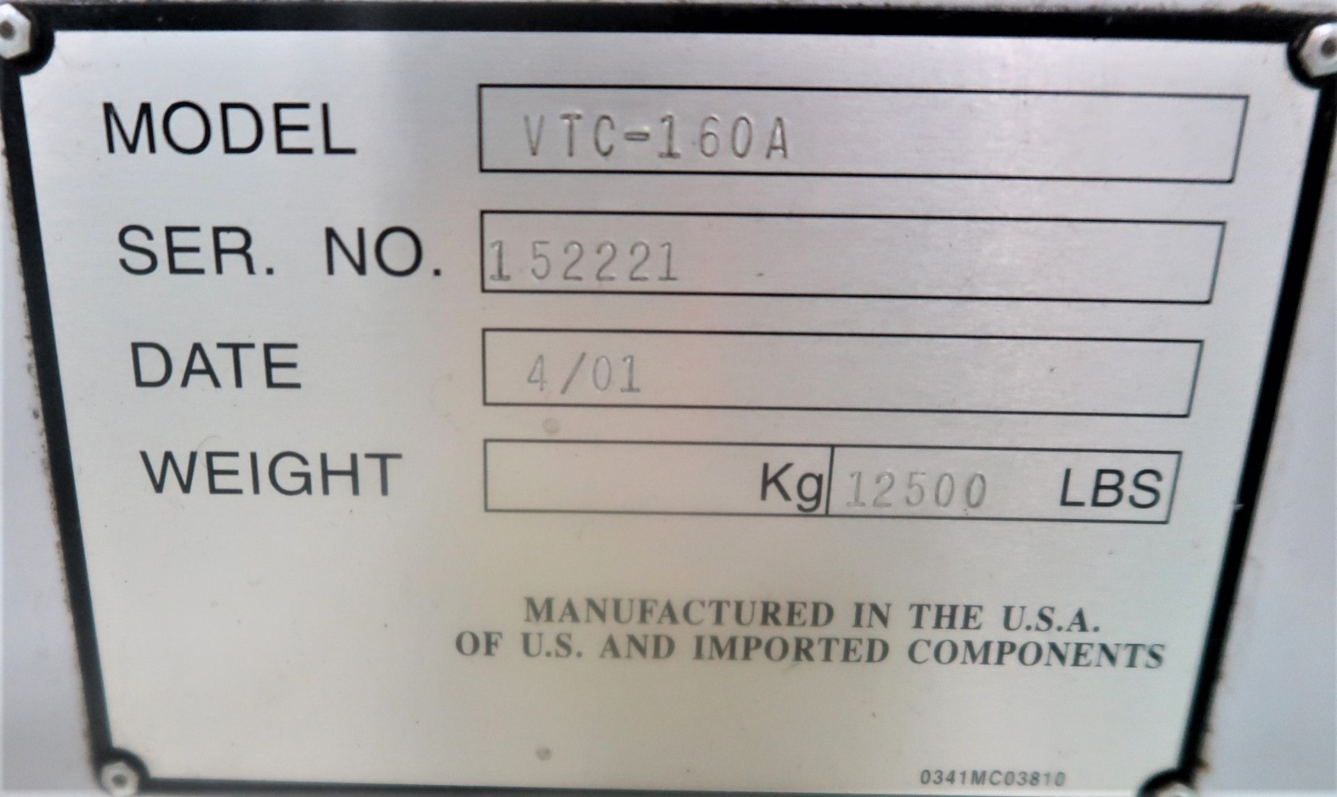 Mazak VTC-160 A CNC 4-Axis Vertical Machining Center, S/N 152221 - Image 13 of 16