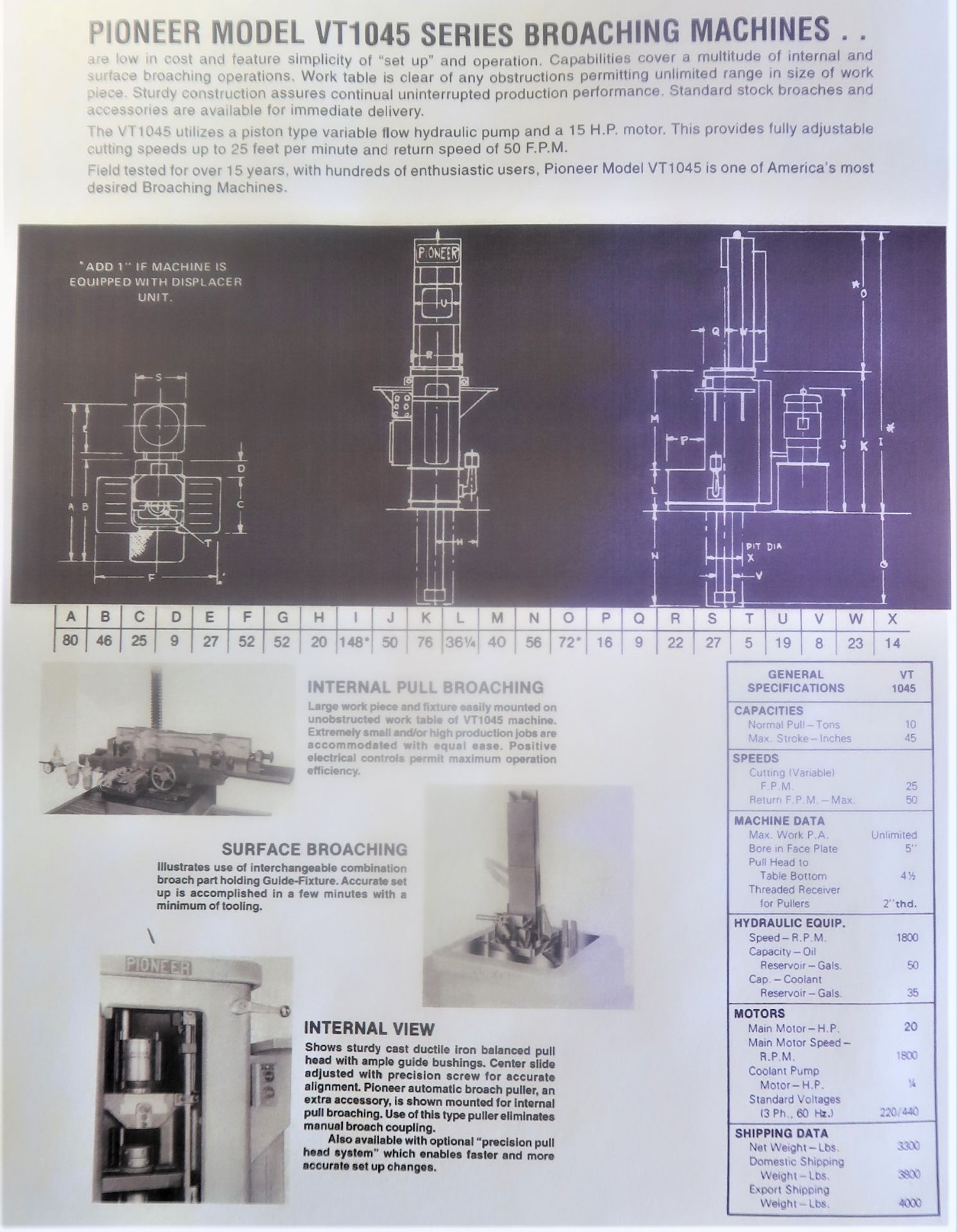 10 Ton Pioneer Model V-T 1045 Vertical Broach, S/N A1862 NEW 2016 - Image 10 of 12