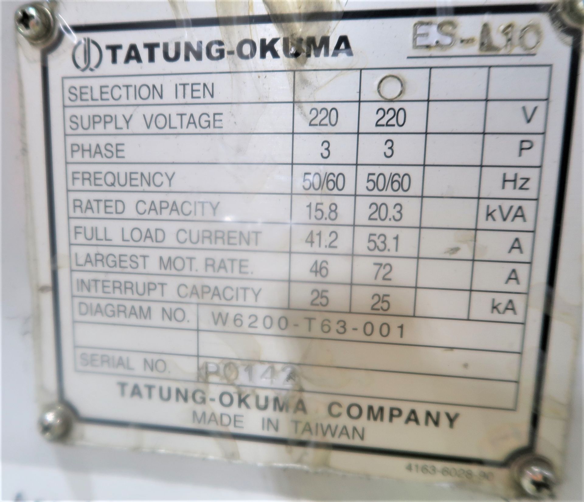 Okuma ES-L10 2-Axis CNC Turning Center Lathe, S/N PO142 - Image 8 of 9