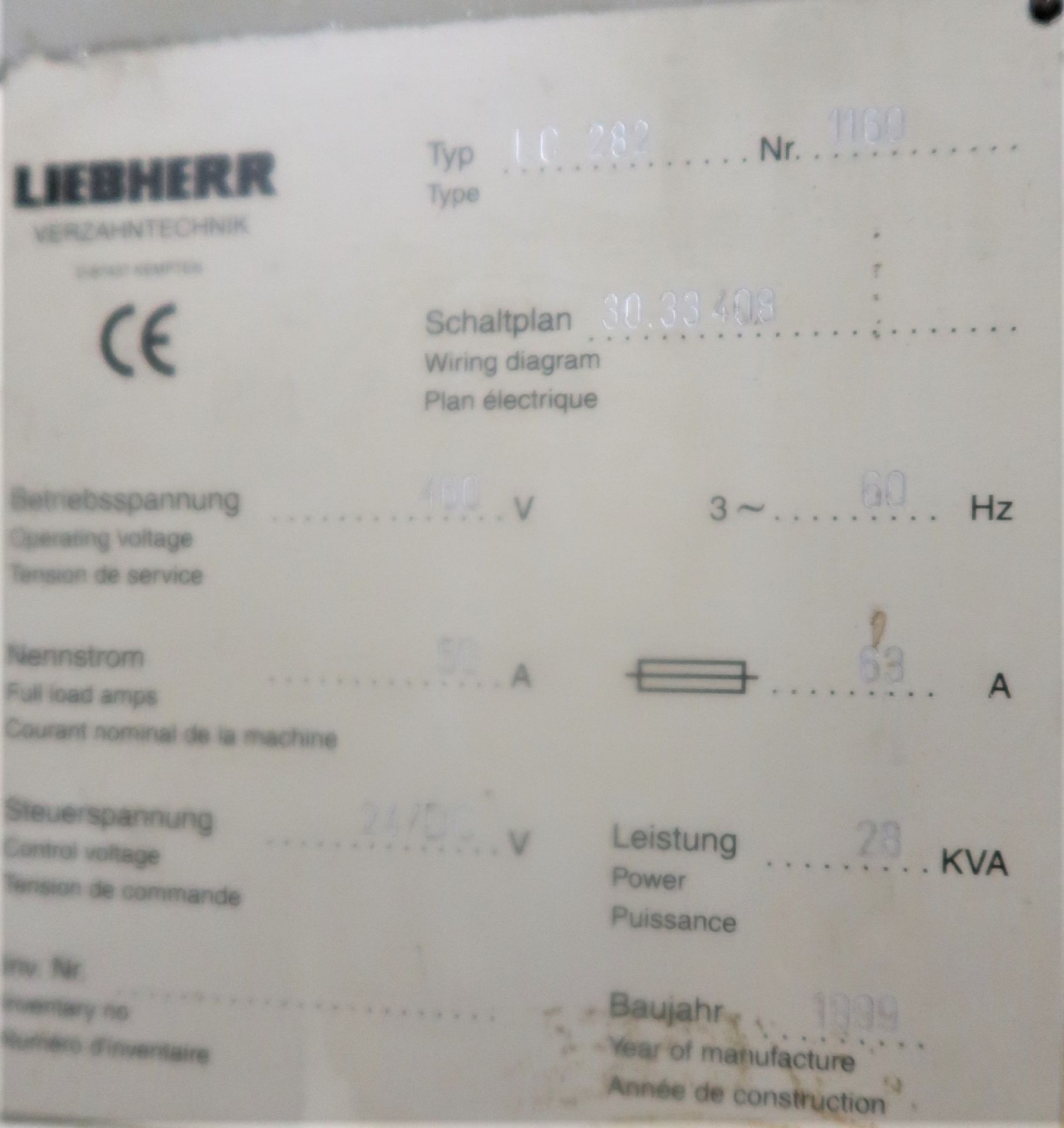 Liebherr LC-282 CNC 6 Axis Gear Hobber w/Loading table, S/N 1160 - Image 8 of 10