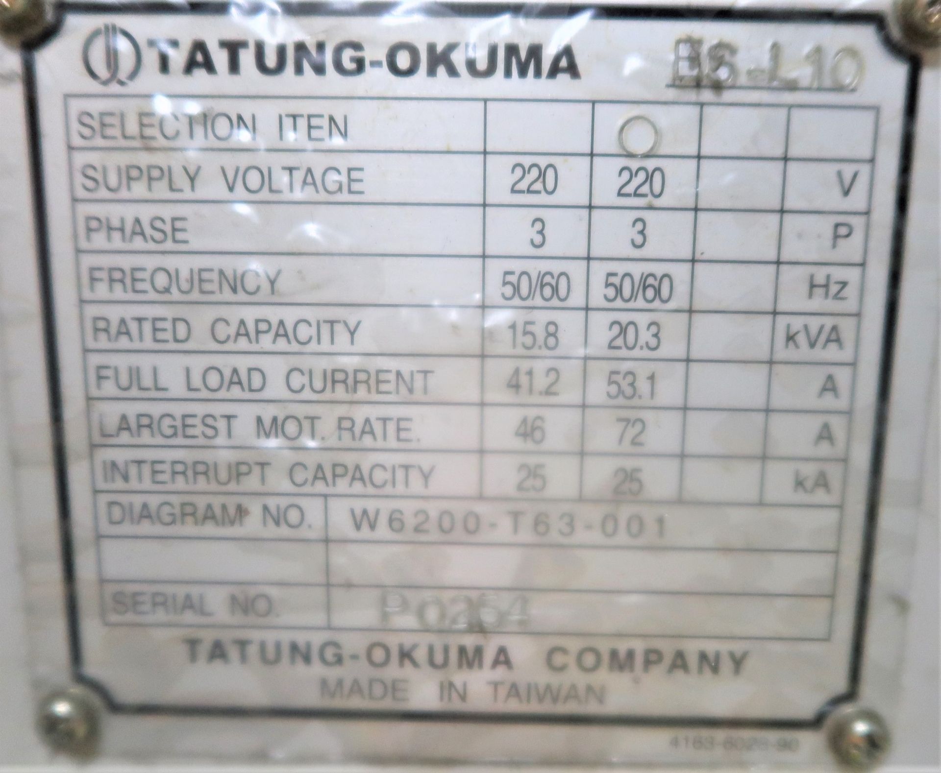 Okuma ES-L10 2-Axis CNC Turning Center Lathe, S/N PO254 - Image 7 of 7