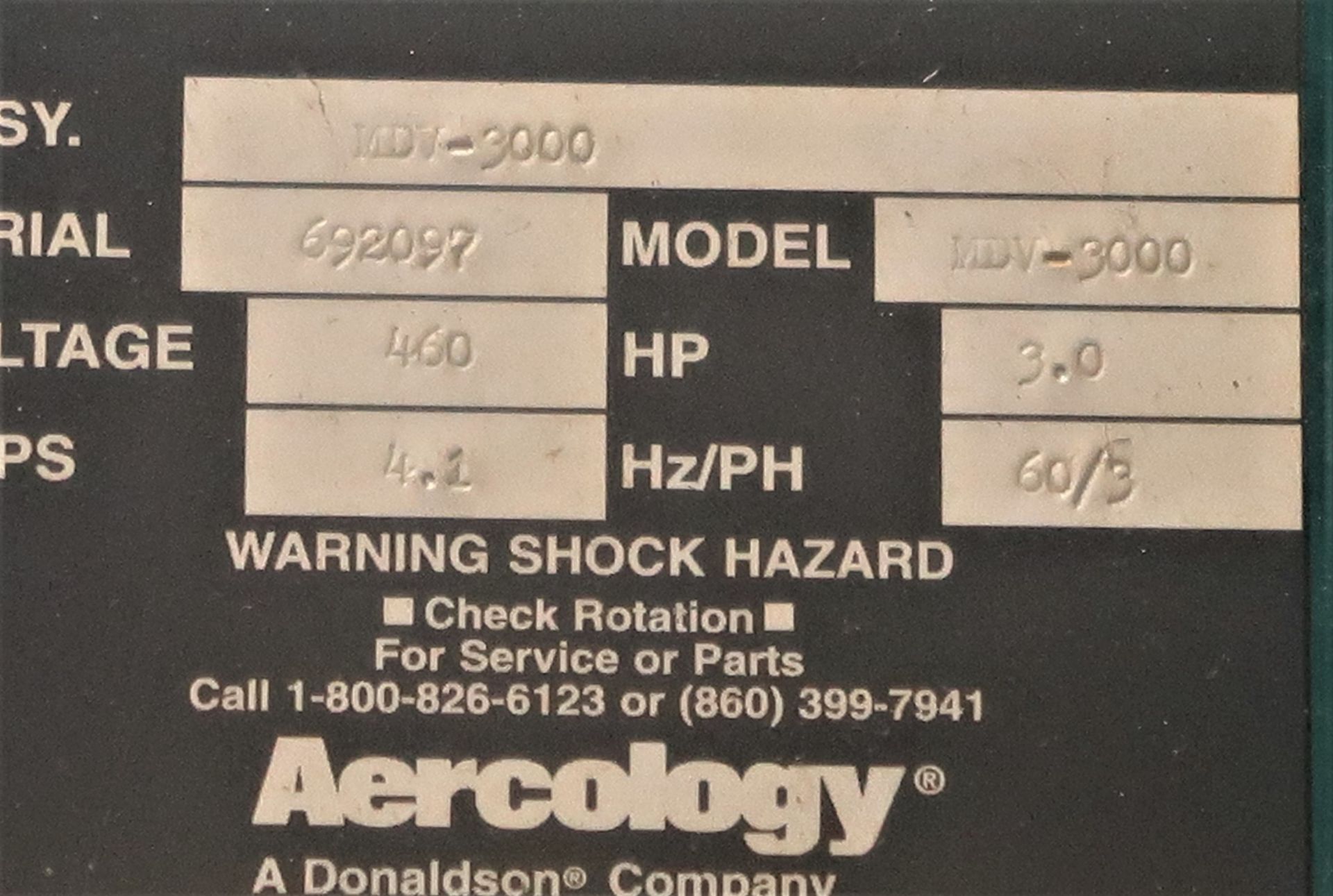 Aerocology MDV 3000 Mist Collector, S/N 692097 - Image 3 of 3