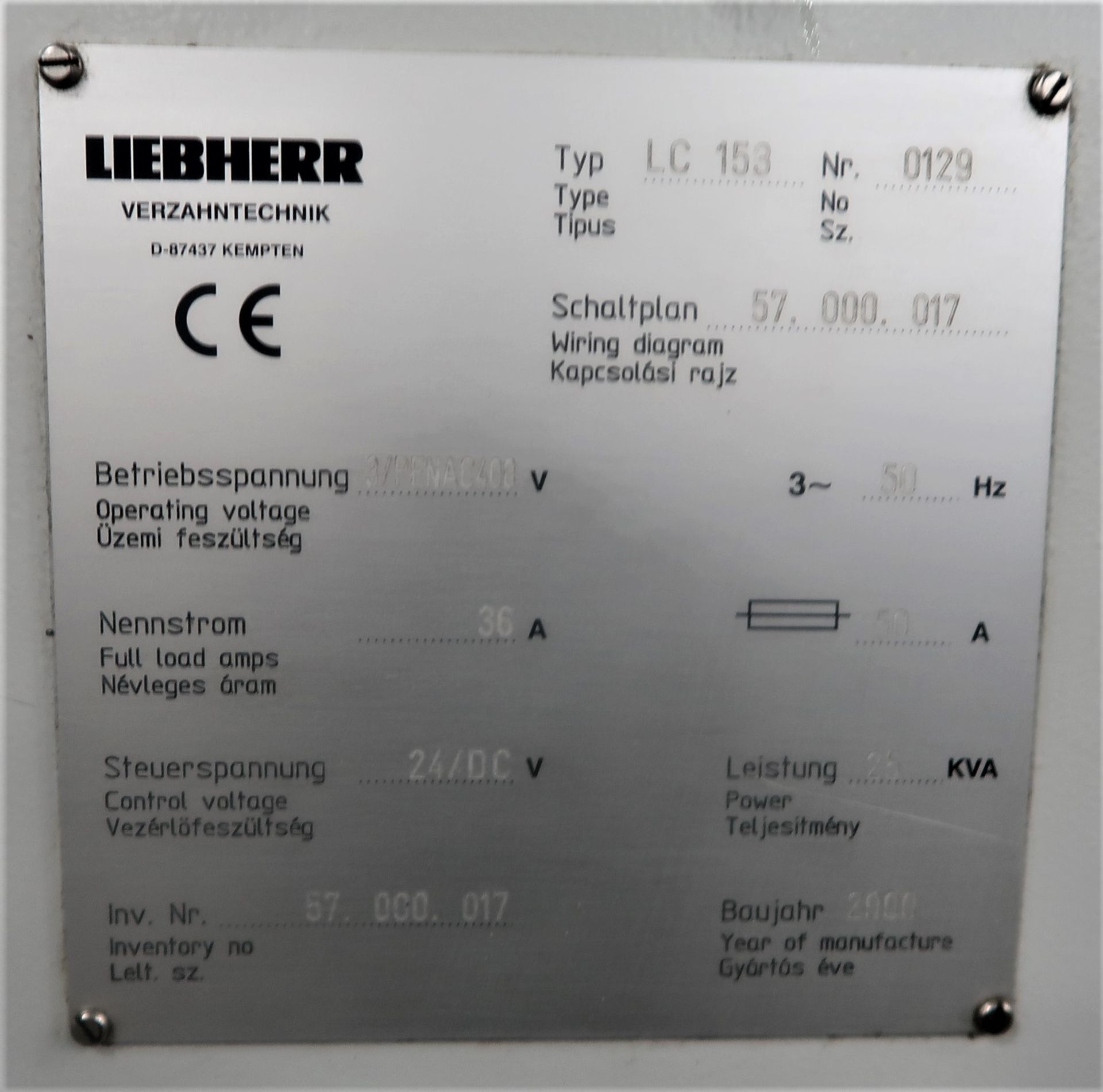 Liebherr LC153 6-Axis CNC Gear Hobber w/Auto Load Table, S/N 0129 - Image 7 of 19