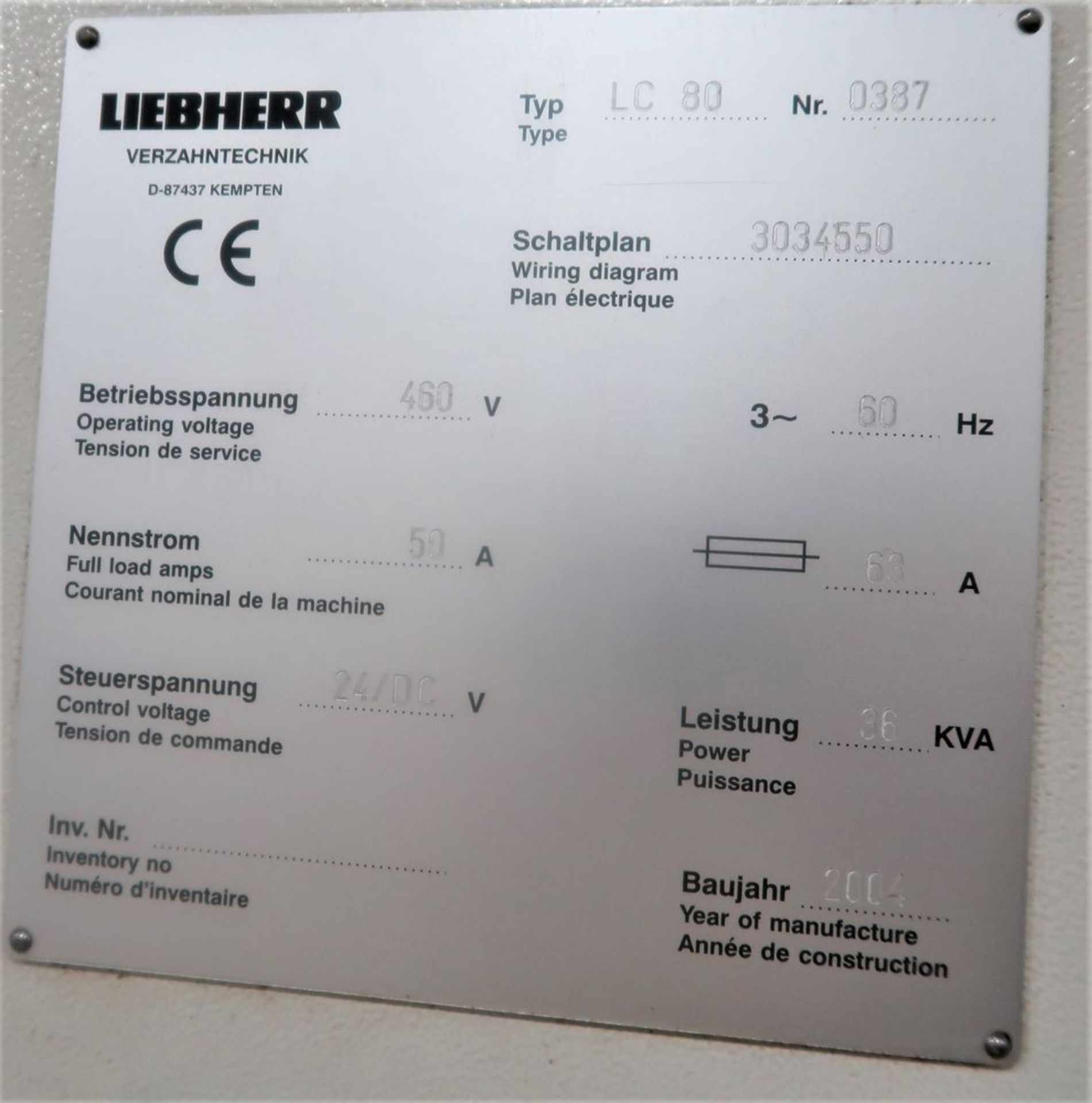 Liebherr LC80 CNC Multi Axis Gear Hobber, S/N 0387, New 2004 - Image 12 of 14