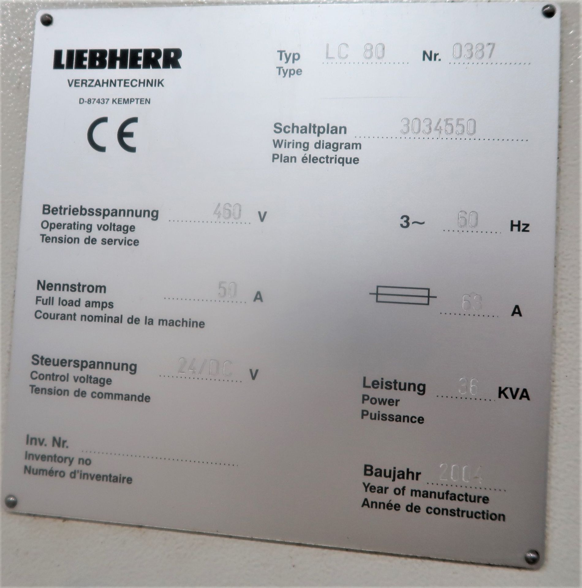 Liebherr LC80 CNC Multi Axis Gear Hobber, S/N 0387, New 2004 - Image 11 of 14