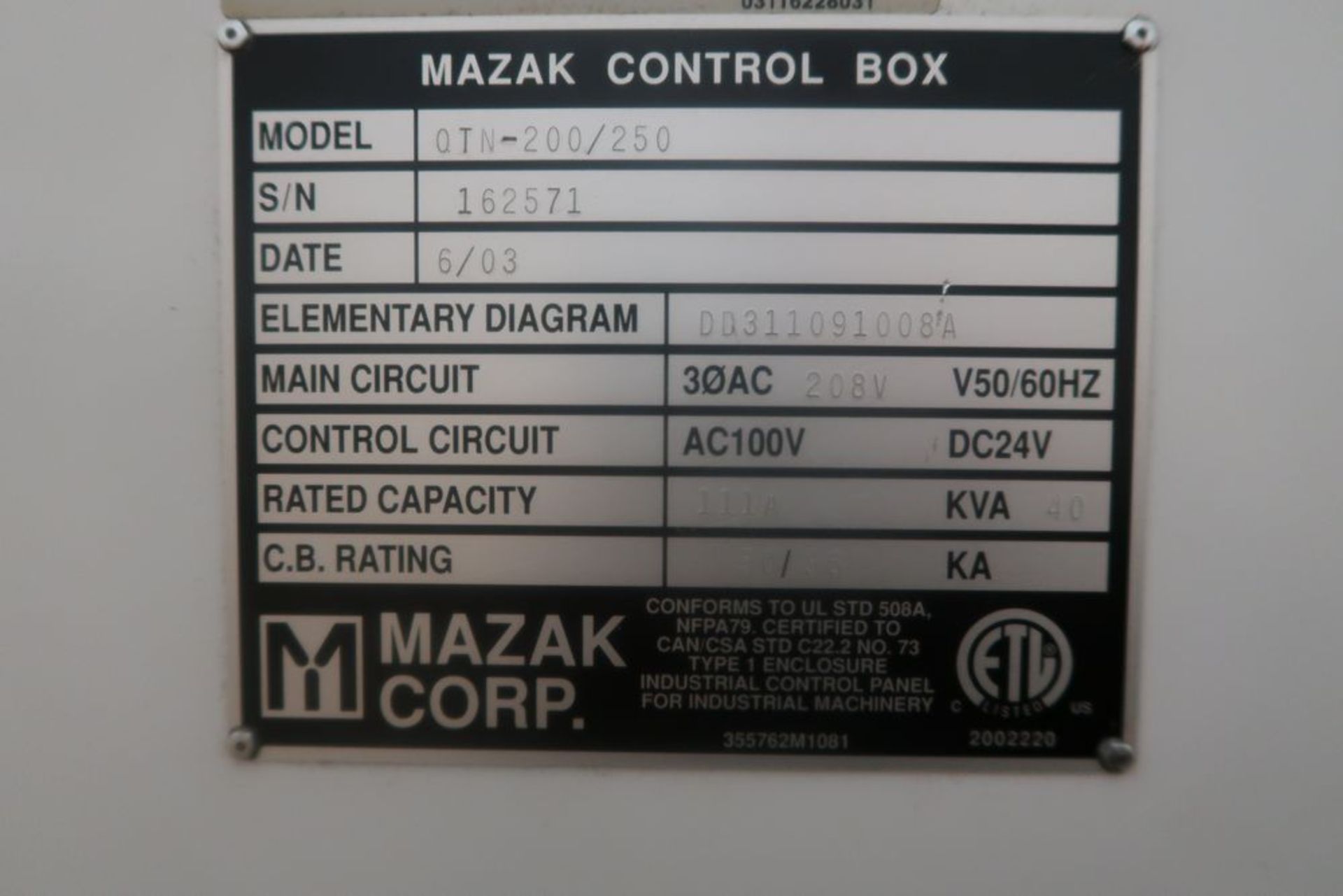 Mazak Quick Turn Nexus 200 2-Axis CNC Turning Center Lathe, S/N 162571 - Image 8 of 10