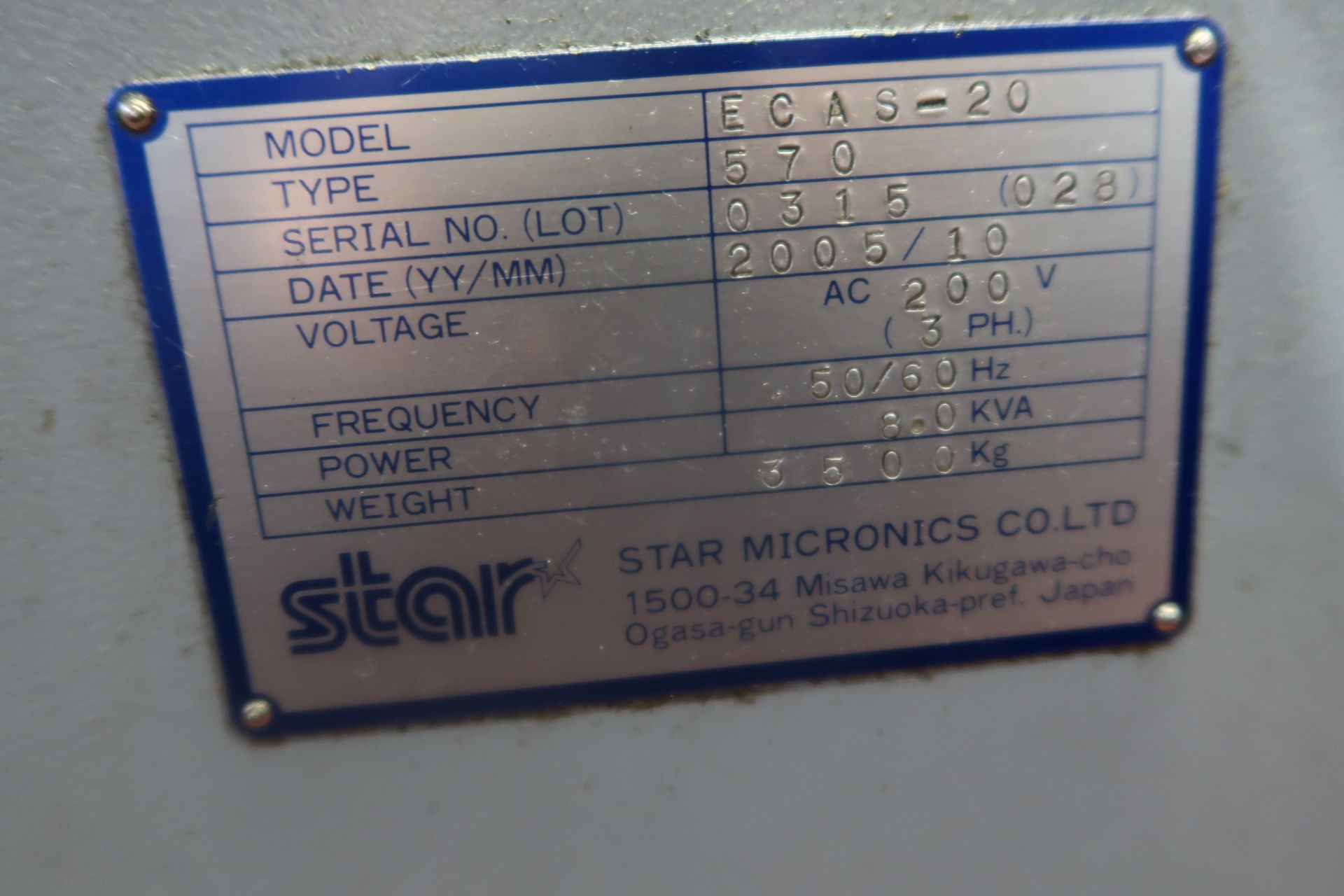 20mm Star Ecas-20 CNC Swiss Type Sliding Headstock Turning Center Lathe, S/N 0315 (028) New 205 - Image 8 of 15