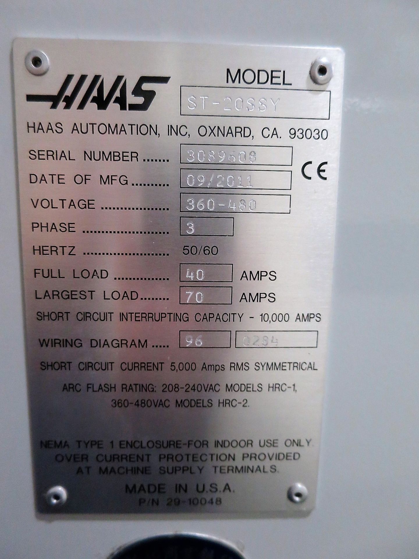 Haas ST20SSY CNC Turning Center w/Live Tool & Y-Axis, S/N 3089609, New 2011 - Image 9 of 10