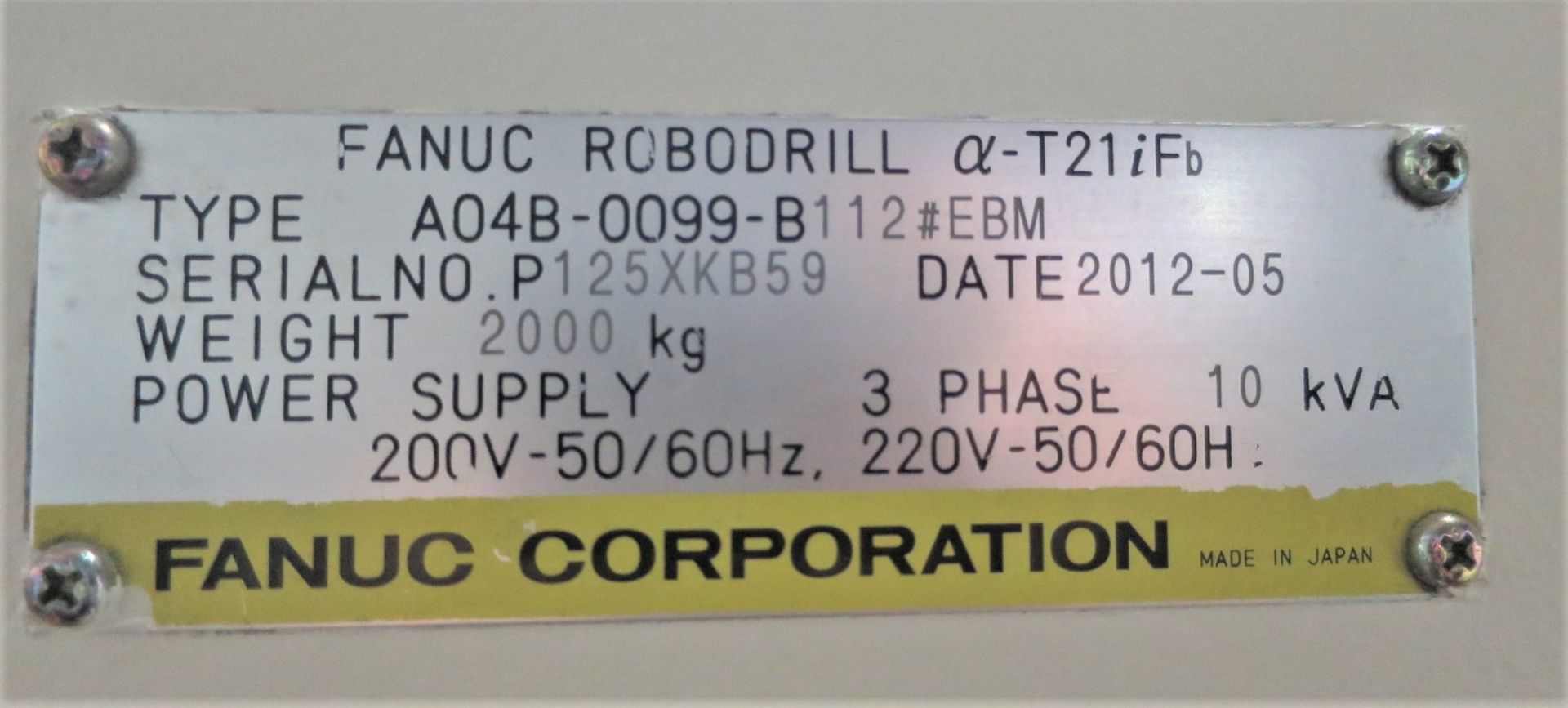 Fanuc RoboDrill Alpha T21iFB 3-Axis Vertical High Speed Drill Tap Machining Center, S/N P125XKB59, - Image 10 of 11