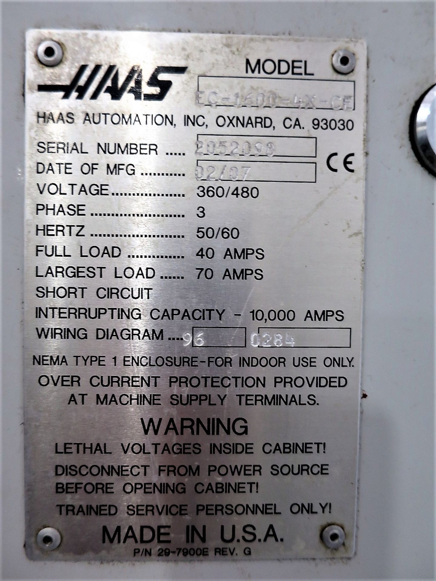 Haas EC-1600YZT CNC 4-Axis Horizontal Machining Center with Extended Z Travel, S/N 2052098, New 2008 - Image 11 of 12