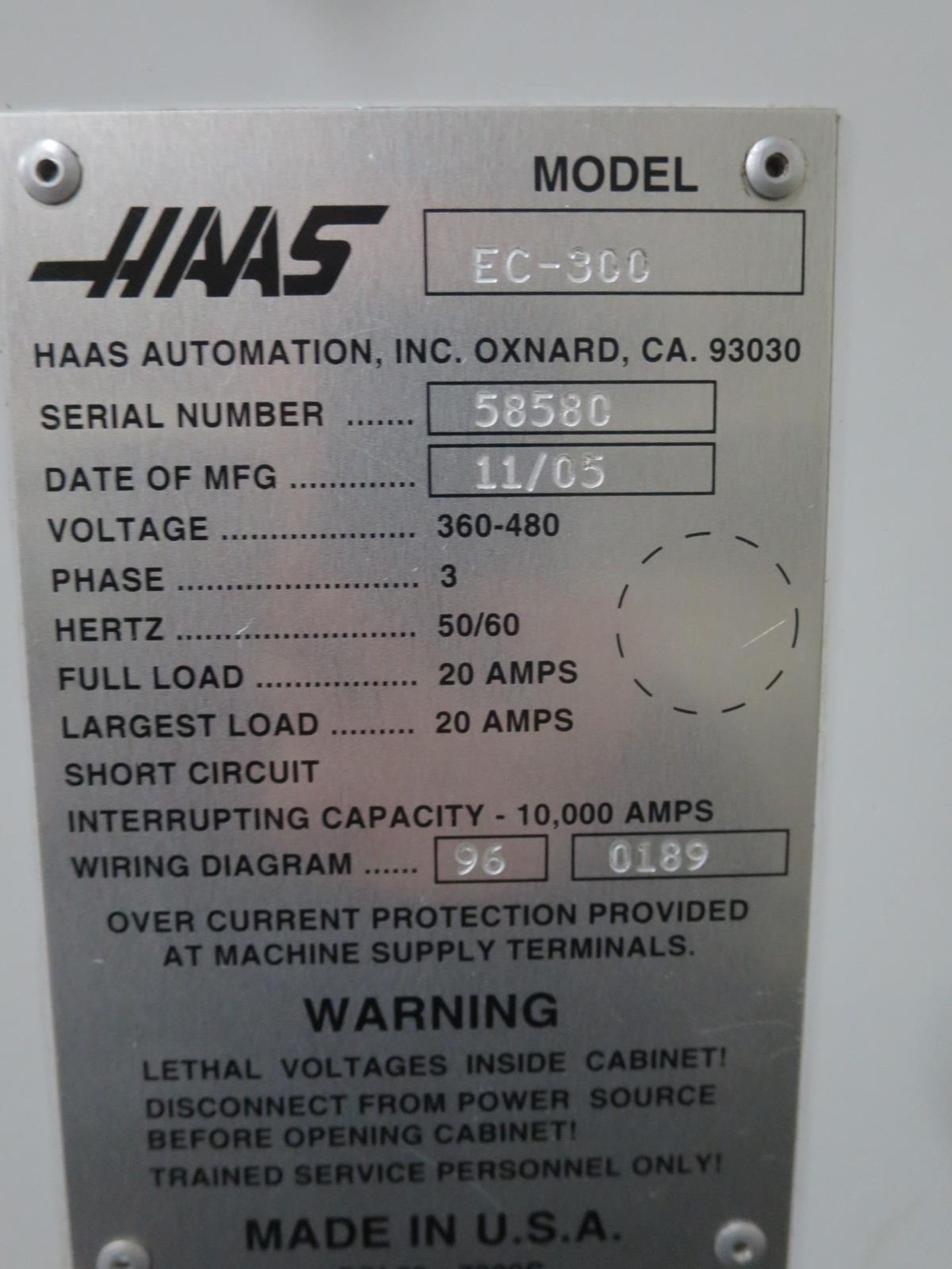 12"x12" Haas EC-300 CNC 4-Axis Horizontal Machining Center, S/N 58580, New 2005 - Image 21 of 23