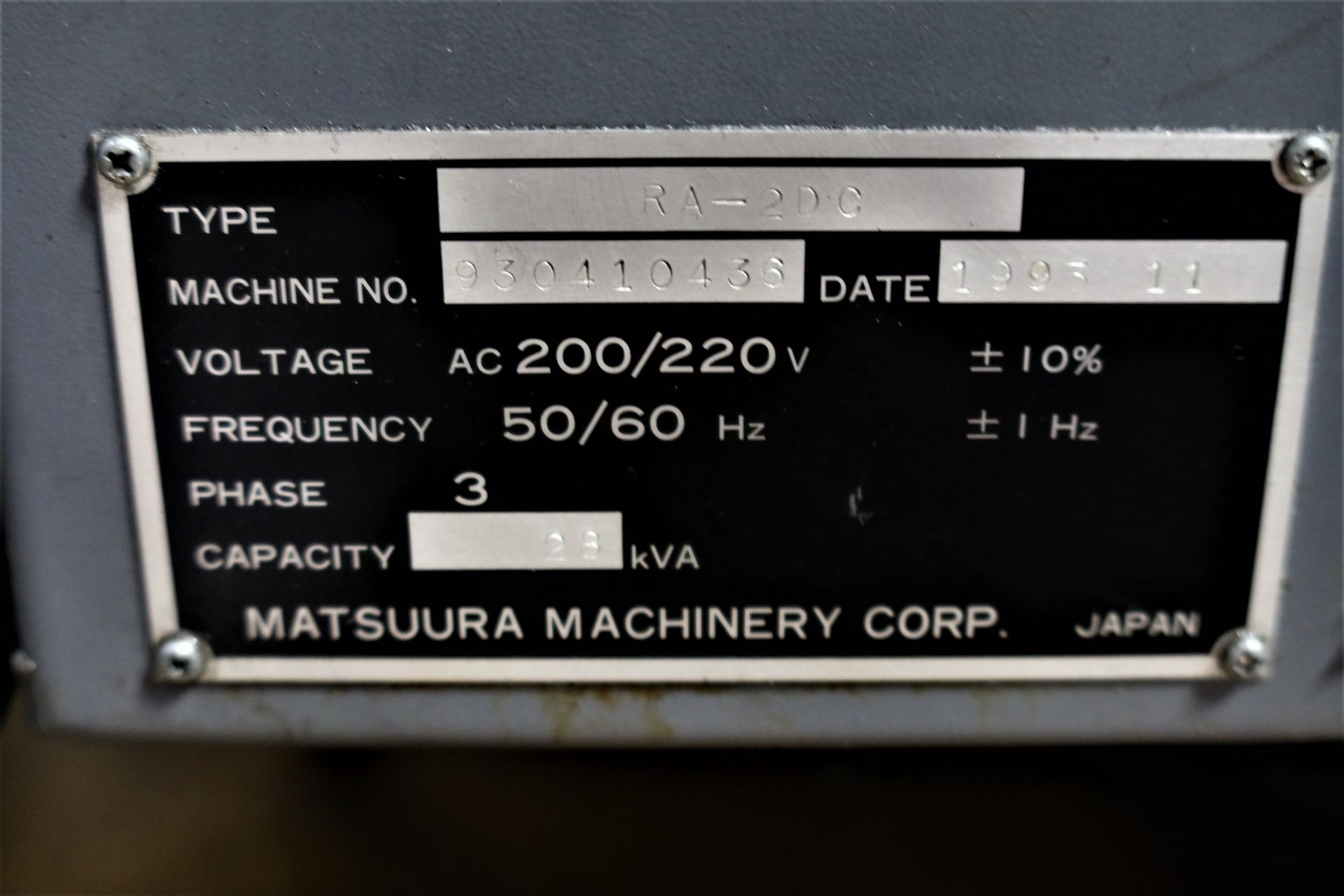 Matsuura Model RA-2DC Vertical Machining Center, S/N 930410450 - Image 19 of 22