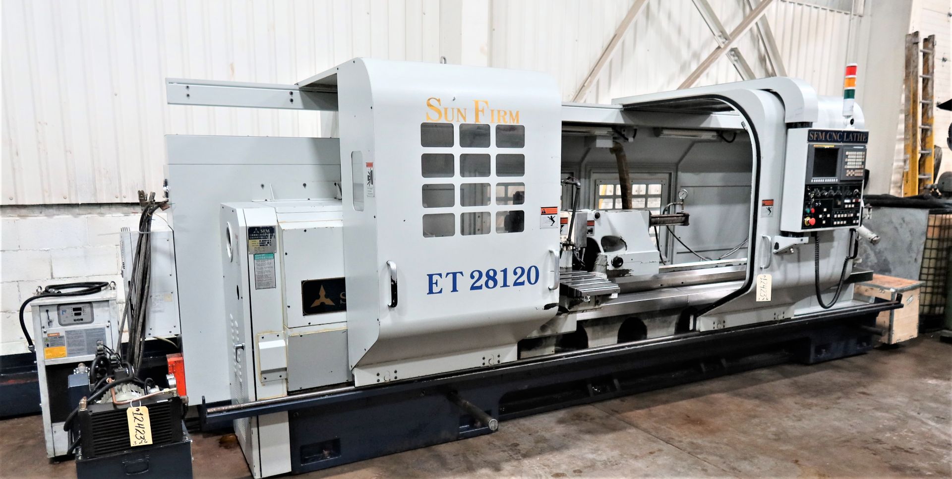 28"x120" Sunfirm 2-Axis CNC Flat Bed Turning Center Lathe, S/N 21232, New 2012