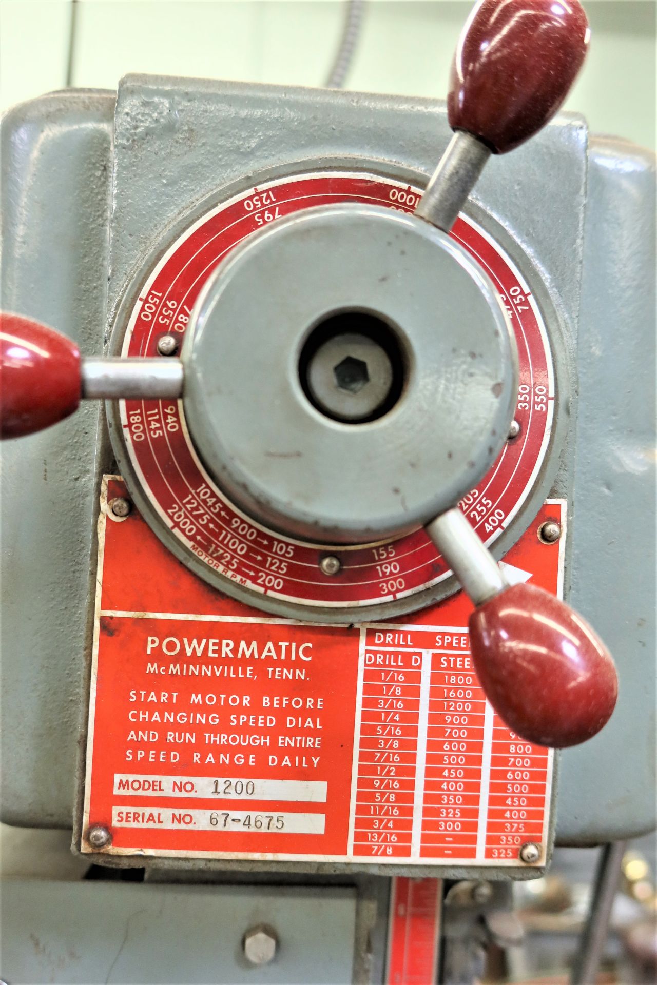 20" Powermatic Floor Standing Drill Press Model 1200, S/N 67-4675 - Image 2 of 3