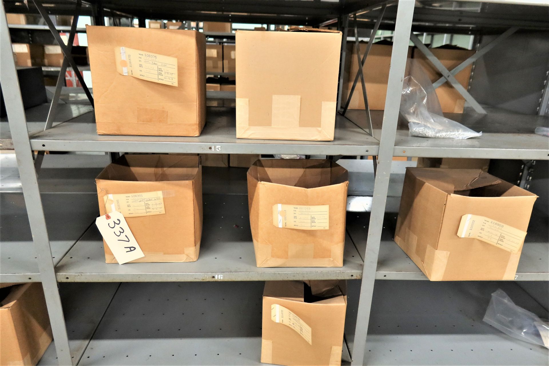 Surplus Crimp Connector inventory on Shelving from Lots 334-338