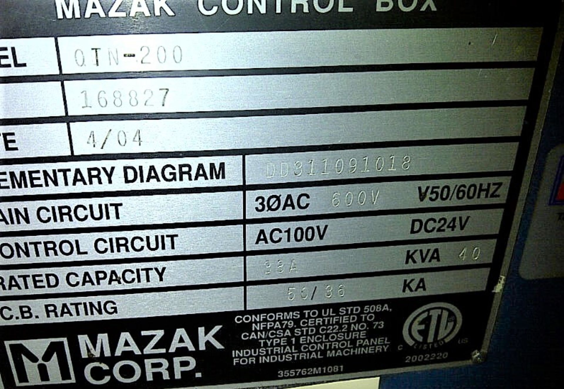 Mazak Quick Turn 200 QTN-200 CNC Lathe, S/N 167276, New 2004 - Image 4 of 4