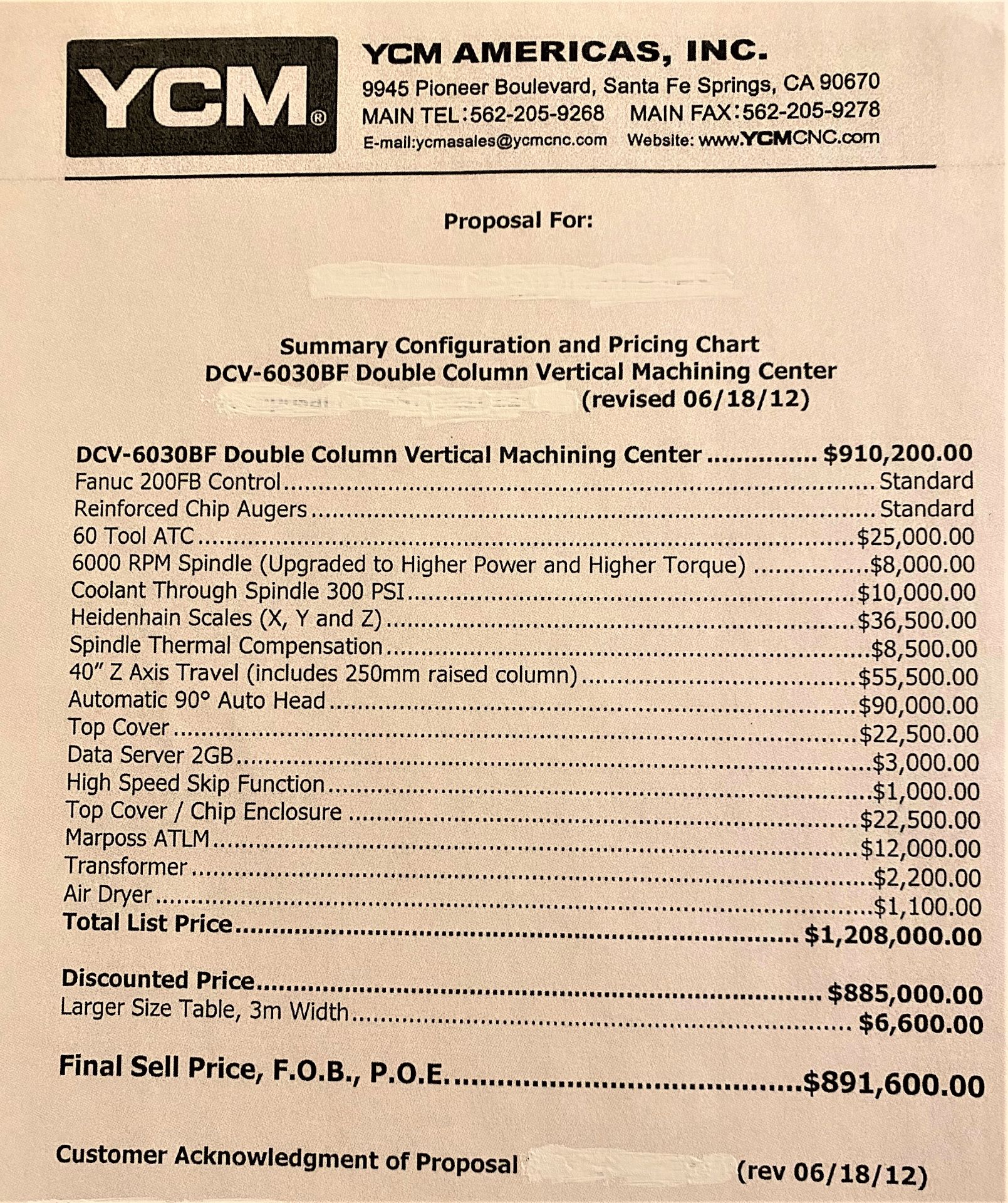 6M X 3M YCM MODEL DCM6030 CNC BRIDGE TYPE VERTICAL MILL, NEW 2012 - Image 12 of 12