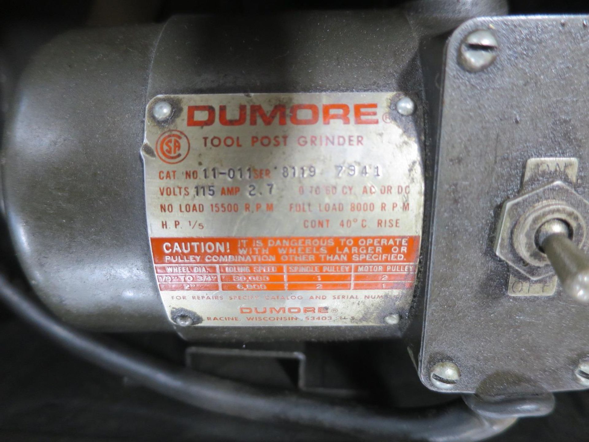 Dumore Tool Post Grinder - Image 2 of 2