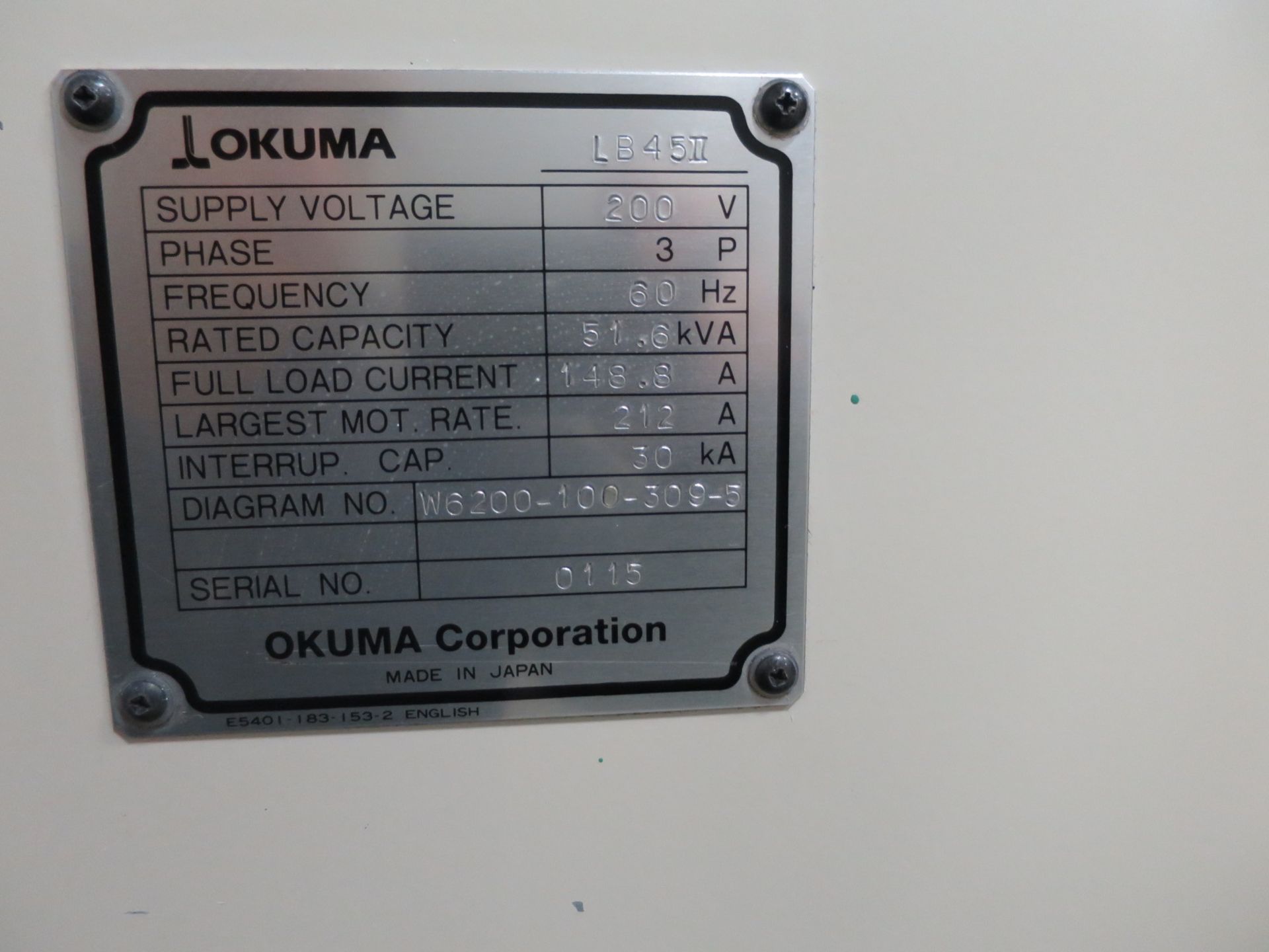 *** SOLD*** Okuma LB-45II CNC 2-Axis Turning Center Lathe, S/N 0115, New 2003 - Image 10 of 10