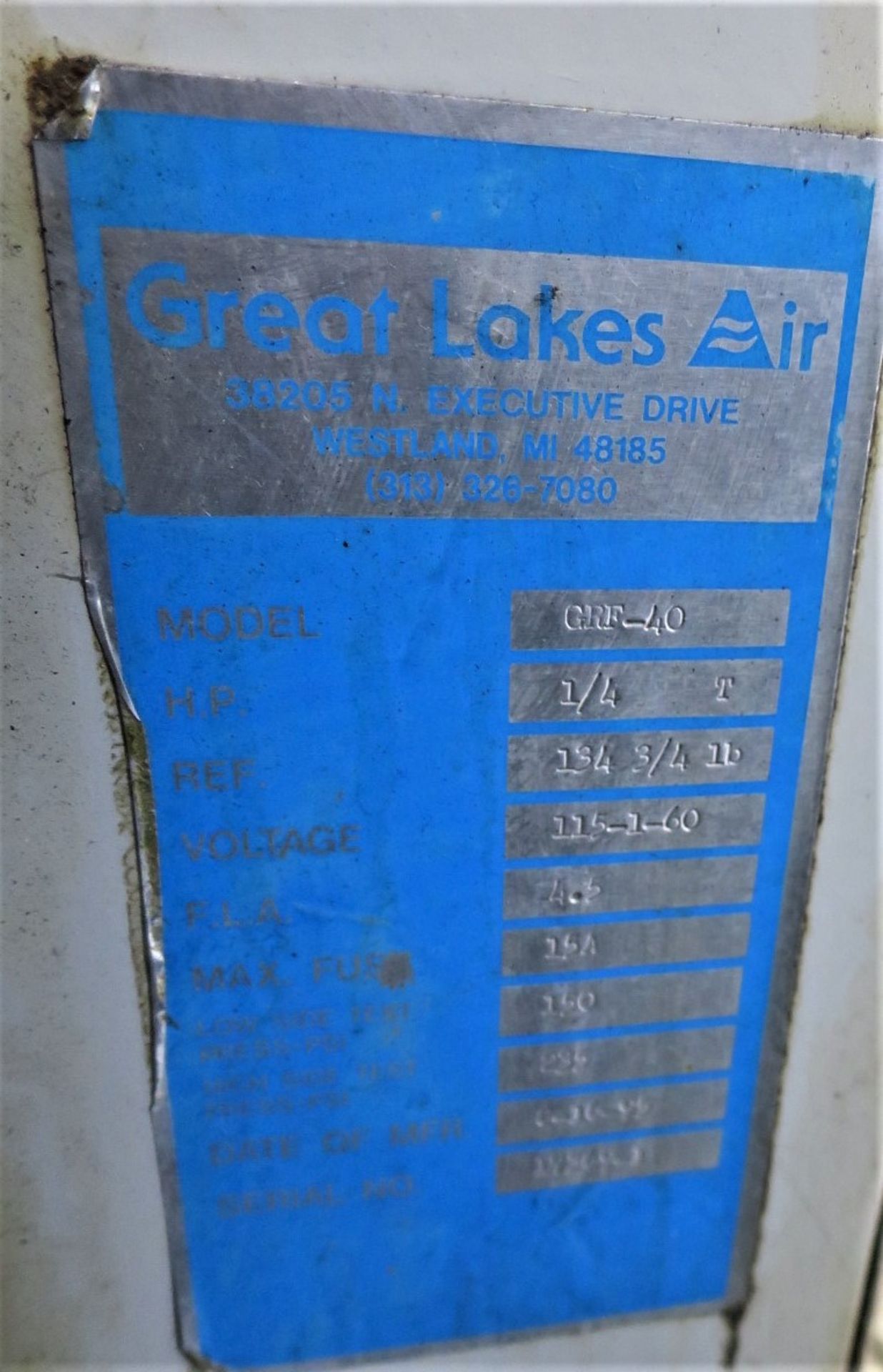 Great Lakes GRF-40 Air Dryer, SN 17349-1 - Image 2 of 2