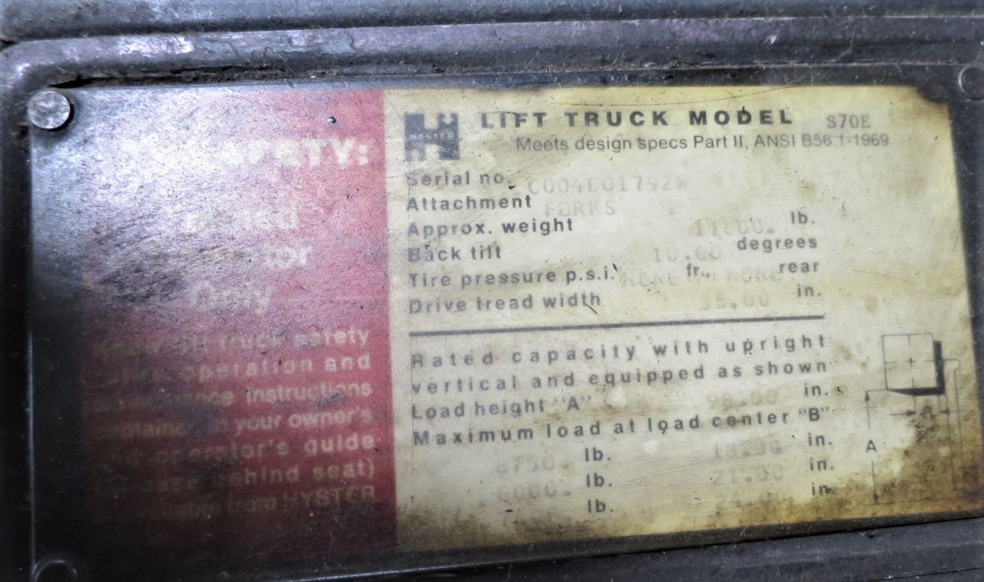 Hyster Model S70E Lift Truck, S/N C004D01792H - Image 2 of 8