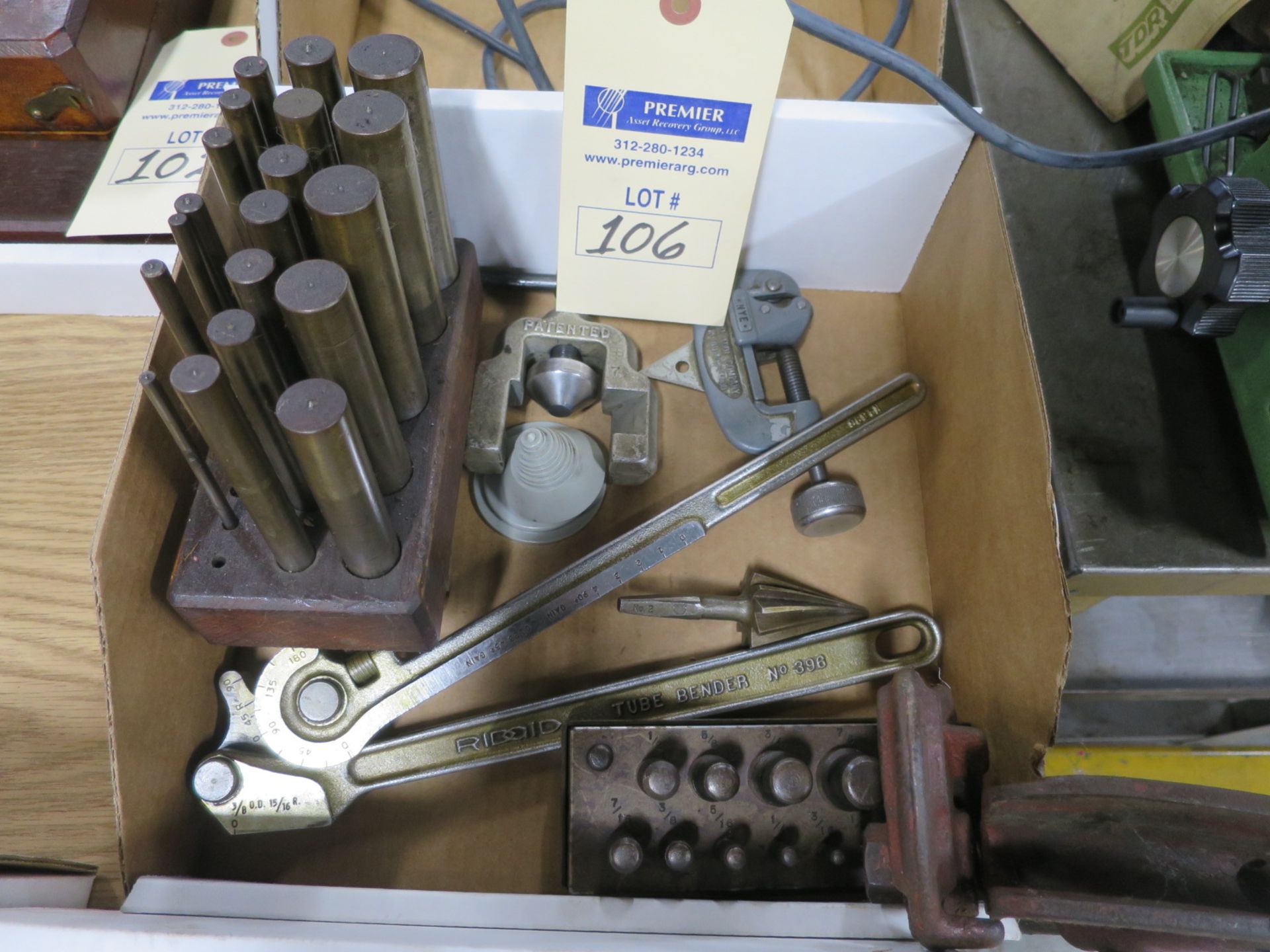 Rigid Tube Bender, pipe cutter, plug gages, and misc. tools