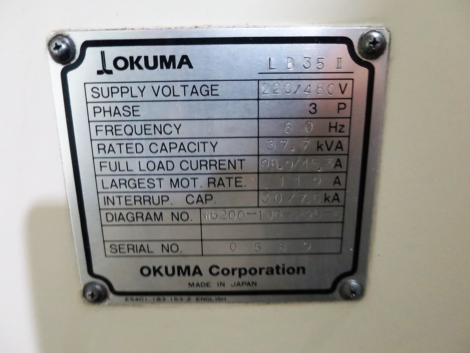 Okuma Model LB35II CNC 2-Axis Turning Center, S/N 0589, New 2000 - Image 8 of 9