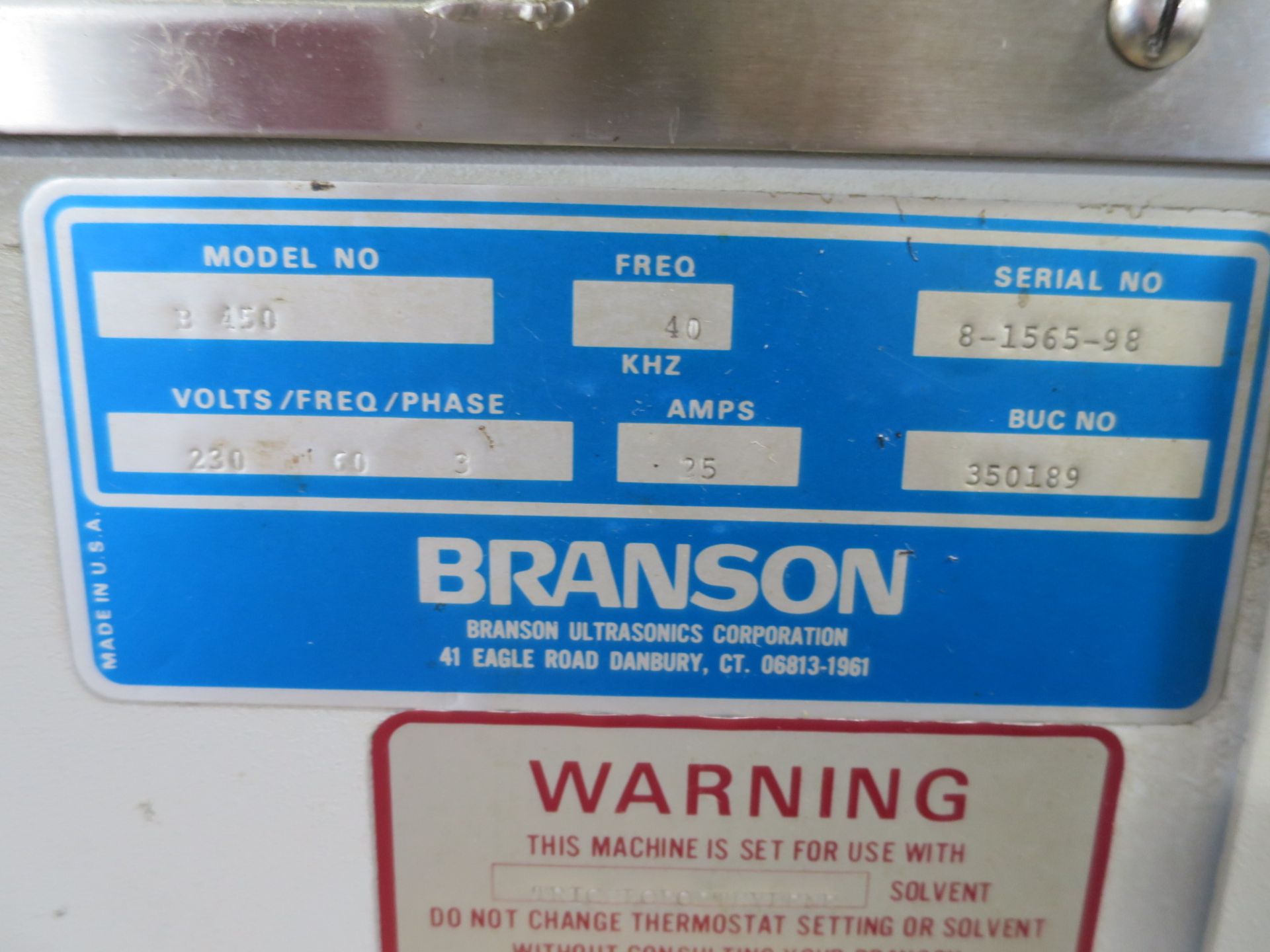 Branson B450R Degreaser, SN 8-1565-98 - Image 3 of 3