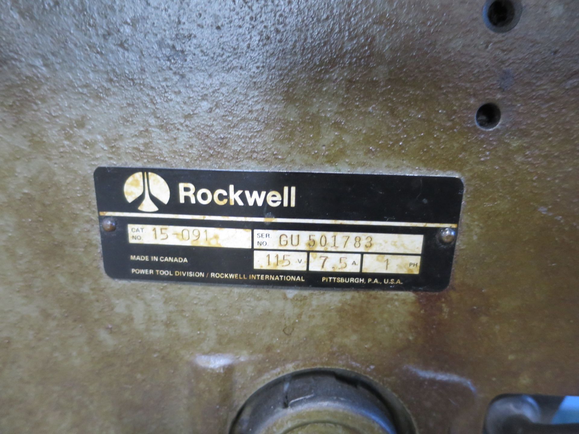 Rockwell Model 15-091 Drill Press, SN GU501783 - Image 2 of 2
