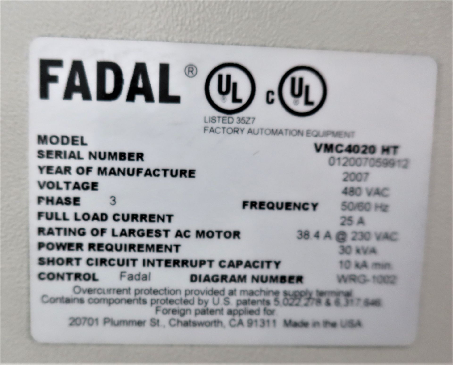 Fadal VMC 4020HT 3-Axis CNC Vertical Machining Center, New 2007 - Image 11 of 12