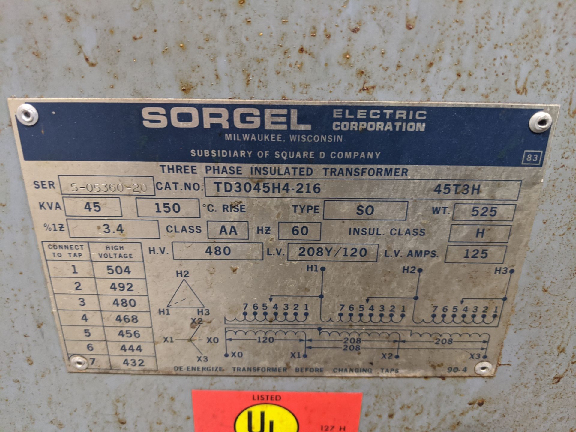 Sorgel 45 KVA Transformer - Image 2 of 2