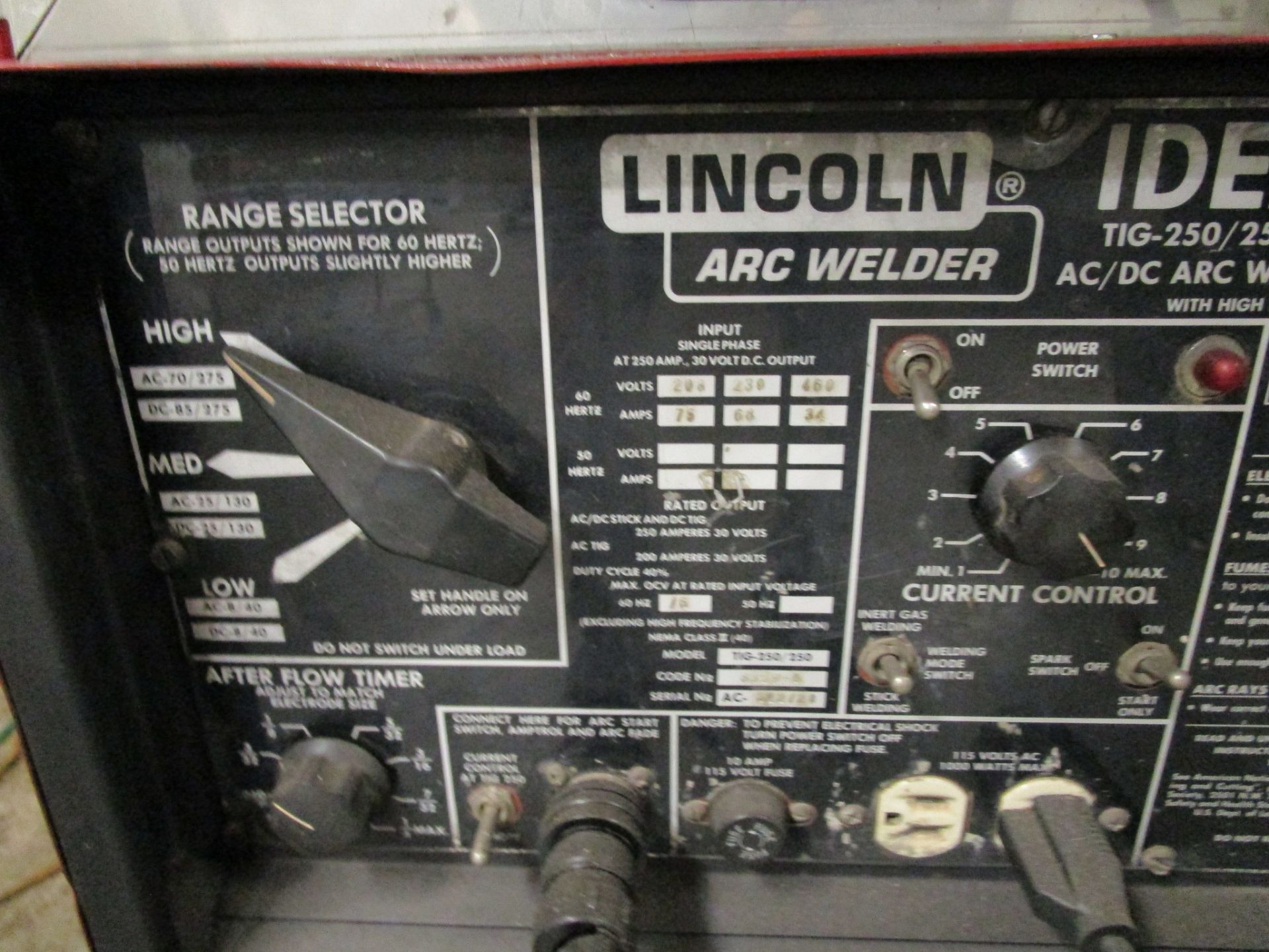 Lincoln Model TIG-250/250 Tig Welder - Image 2 of 5