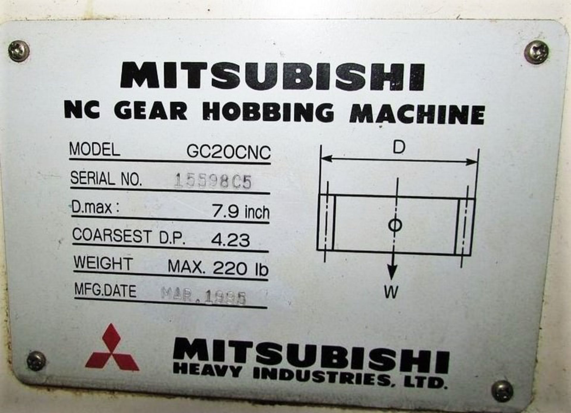 MITSUBISHI GC-20 CNC Gear Hobber - Image 11 of 11