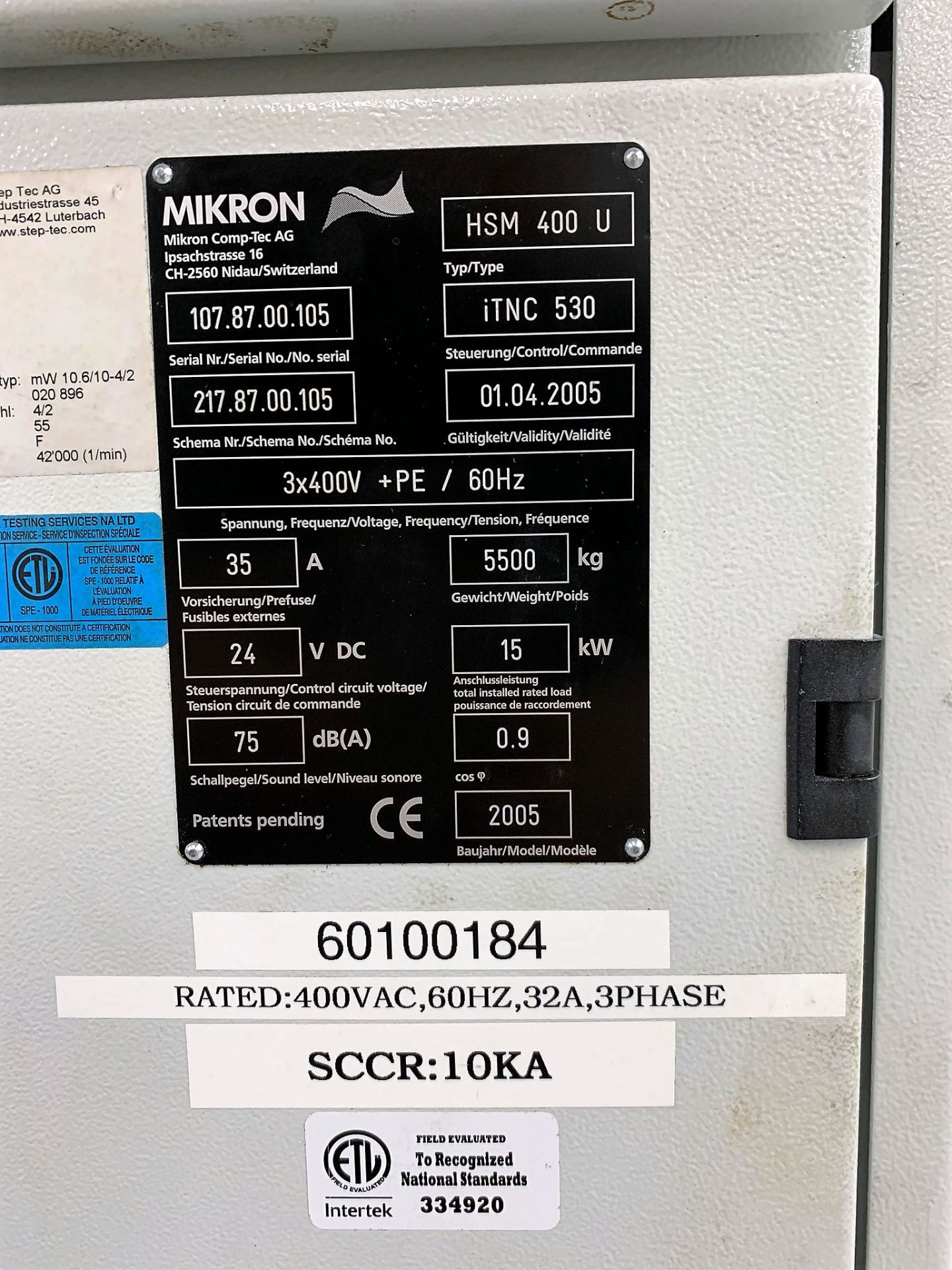 MIKRON HSM-400U 5-Axis CNC High Speed Machining Center, 18 ATC, Age 2005 - Image 12 of 12
