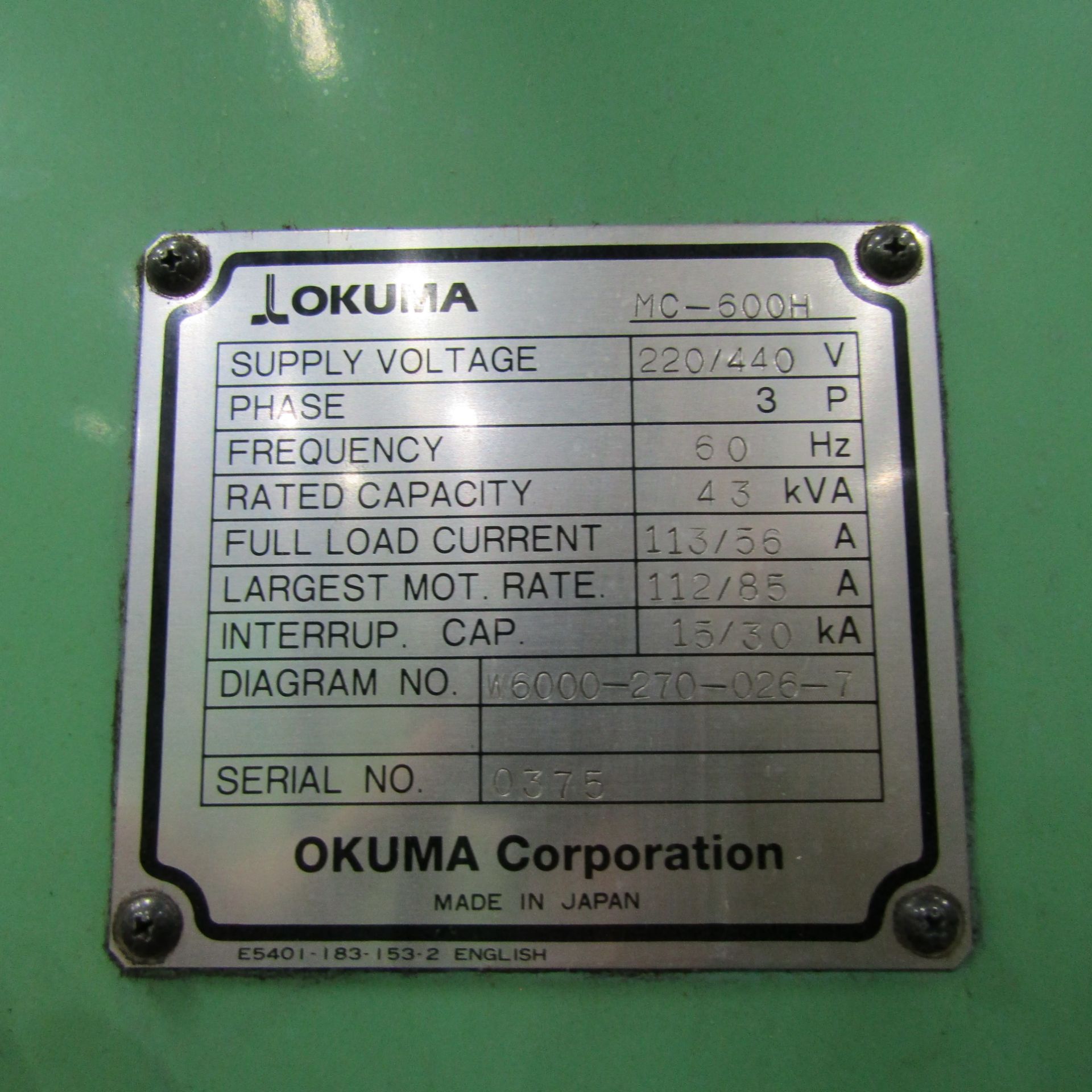 Okuma 600H-HS CNC Horizontal Machining Center - Image 11 of 13