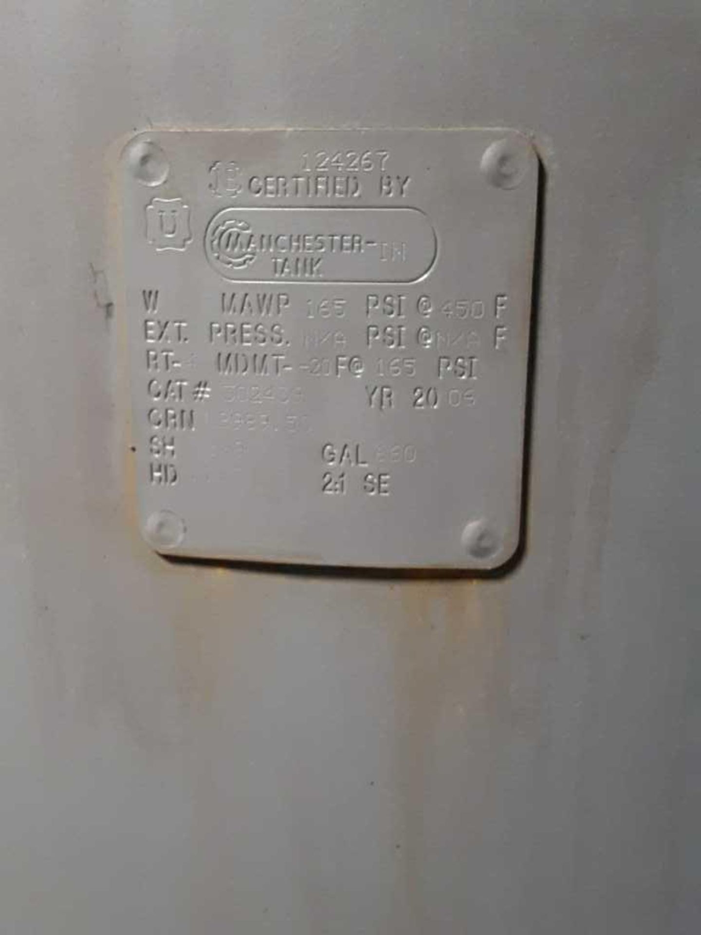 Manchester Tank 660 Gallon Air Storage Tank - Image 4 of 4