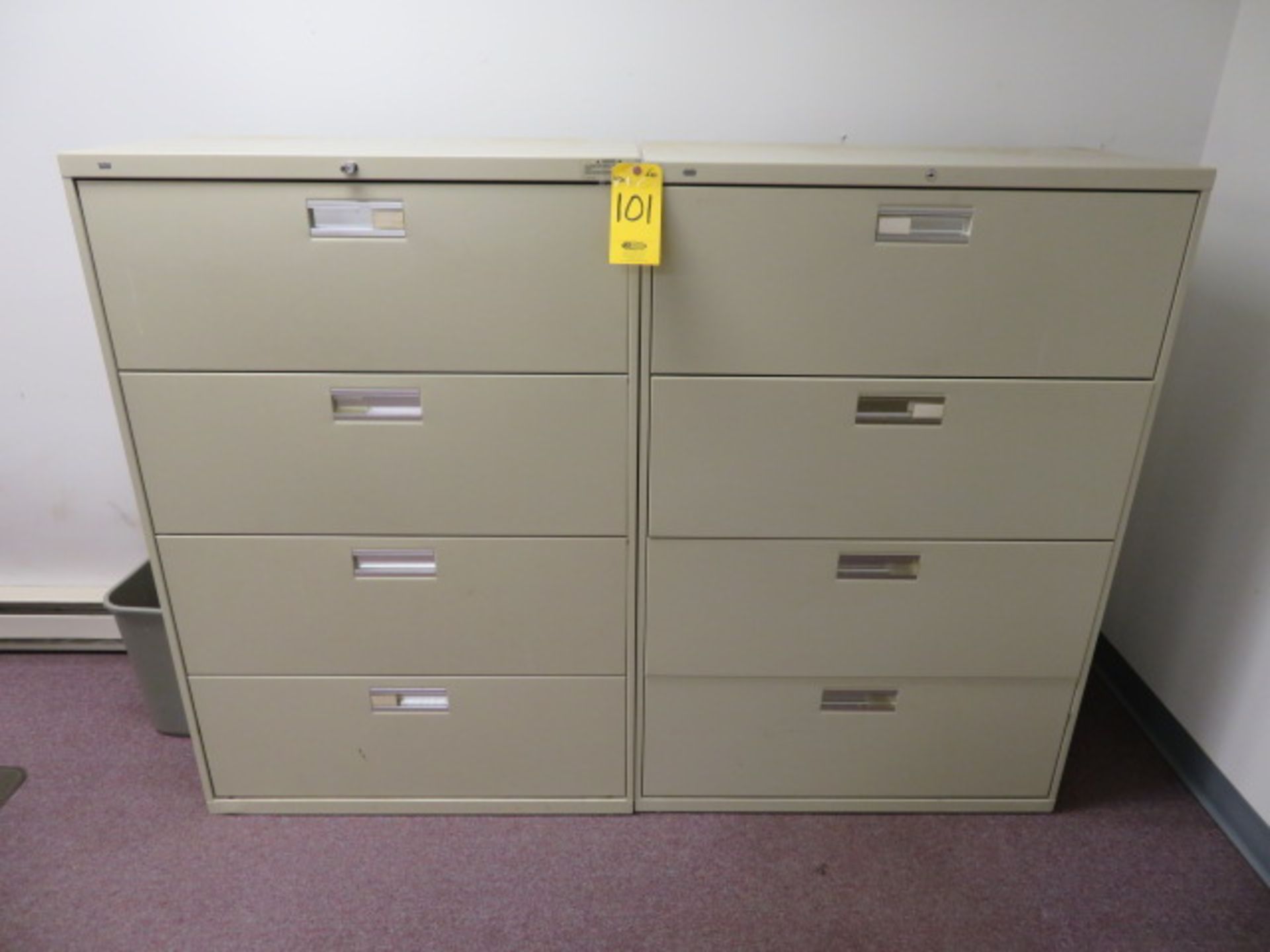 (2) HORIZONTAL 36 IN 4-DRAWER LATERAL FILE CABINETS